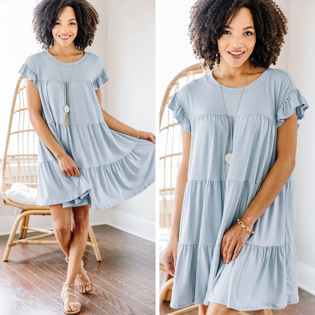 Living For Love Pale Blue Tiered Dress