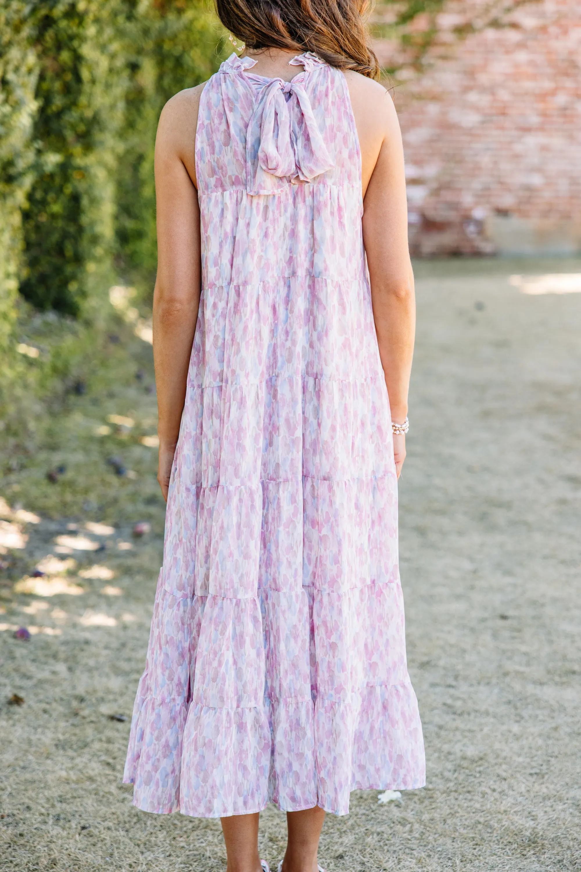 Living In The Moment Pink Abstract Midi Dress
