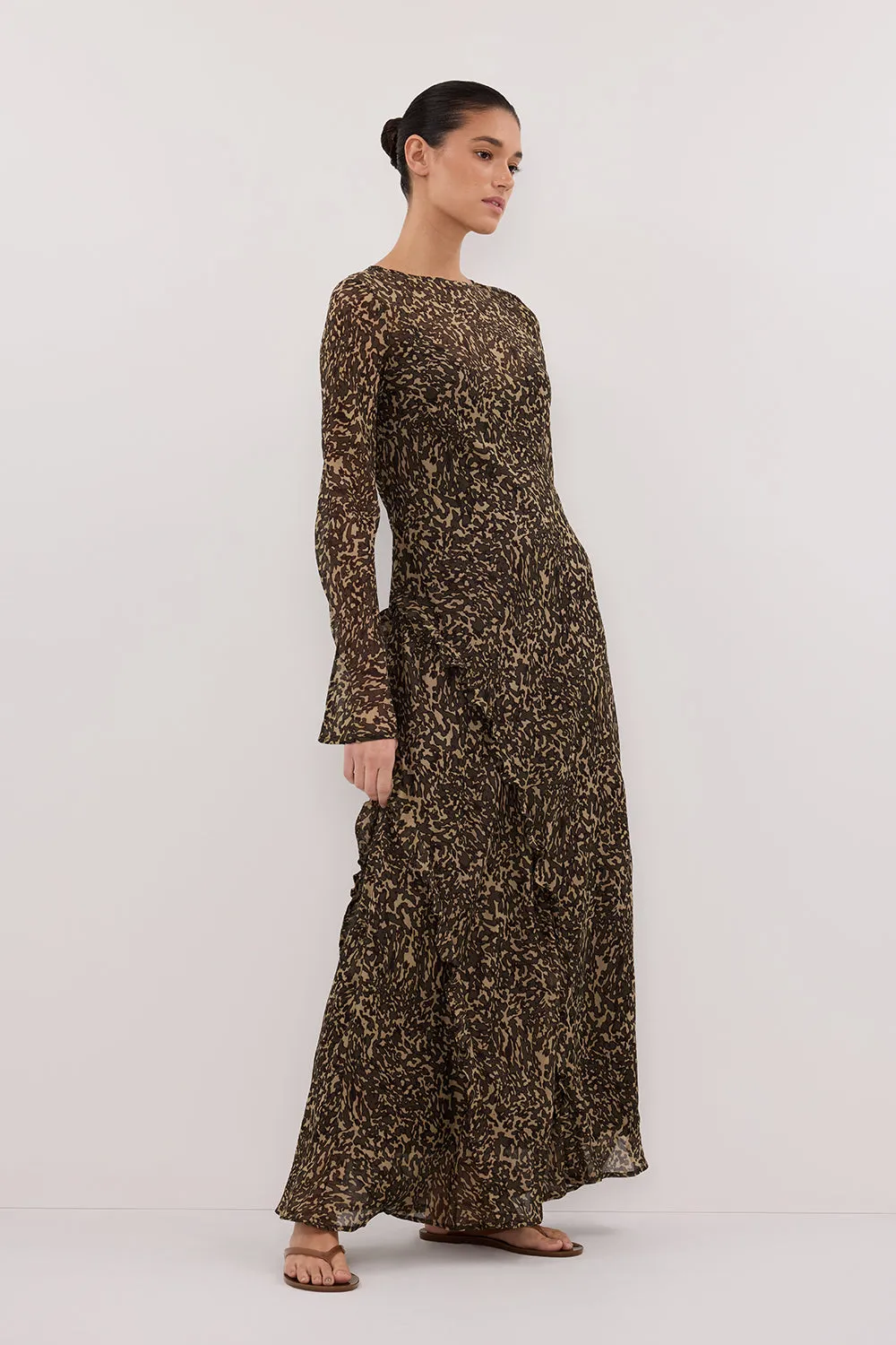 MARVILLA CHOC SLEEVED MIDI DRESS - PRE ORDER