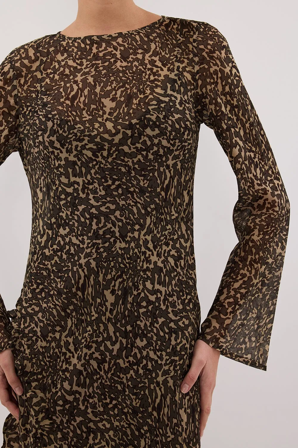 MARVILLA CHOC SLEEVED MIDI DRESS - PRE ORDER