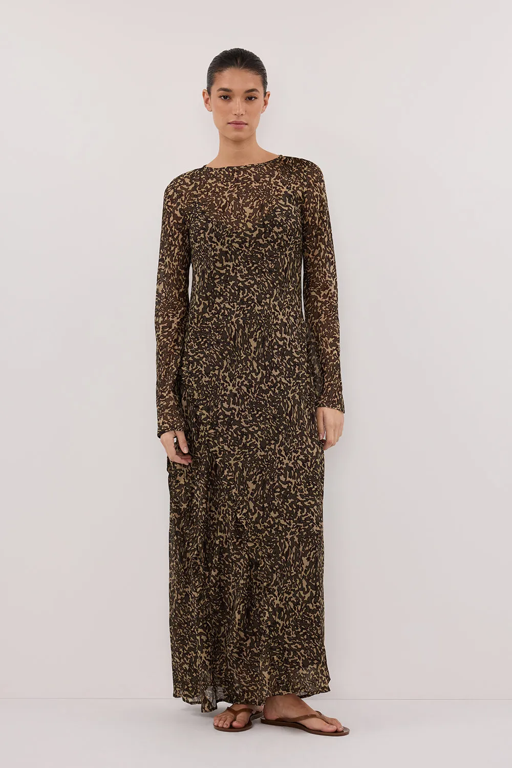 MARVILLA CHOC SLEEVED MIDI DRESS - PRE ORDER