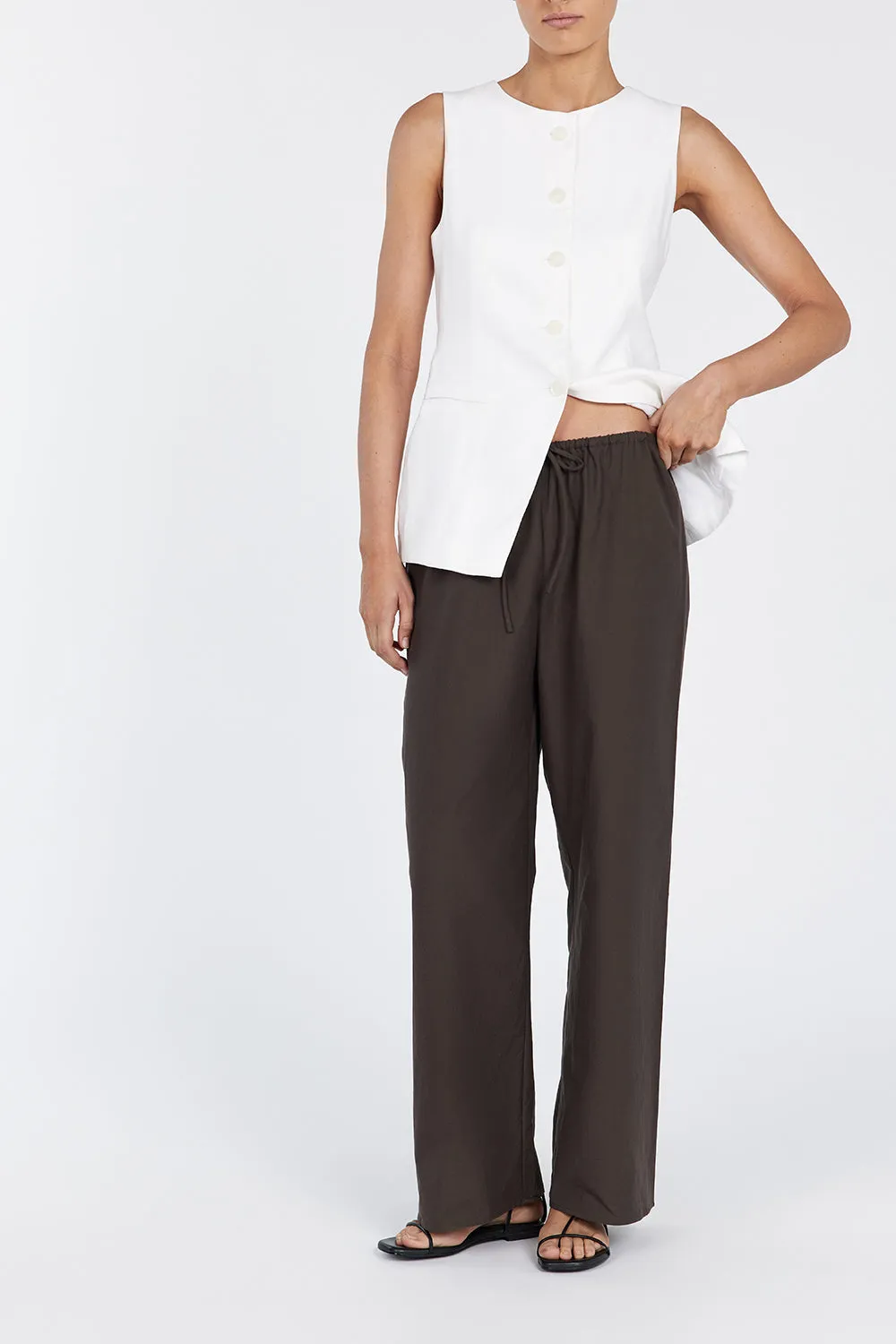 MINNIE BITTER CHOC COTTON PANT