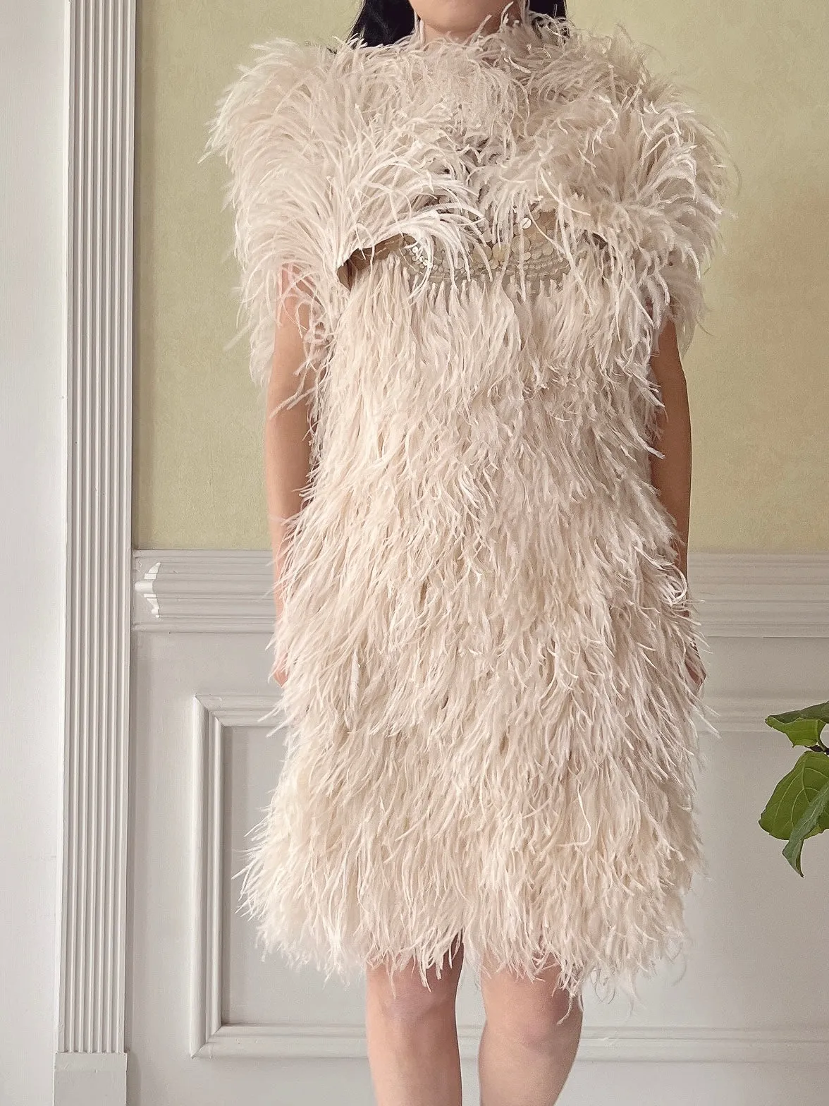 Naeem Khan 2–Piece Feather Ensemble - S