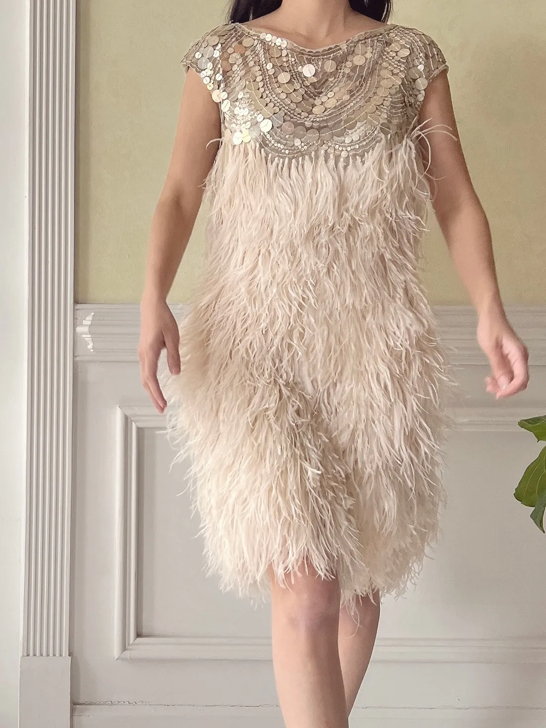 Naeem Khan 2–Piece Feather Ensemble - S