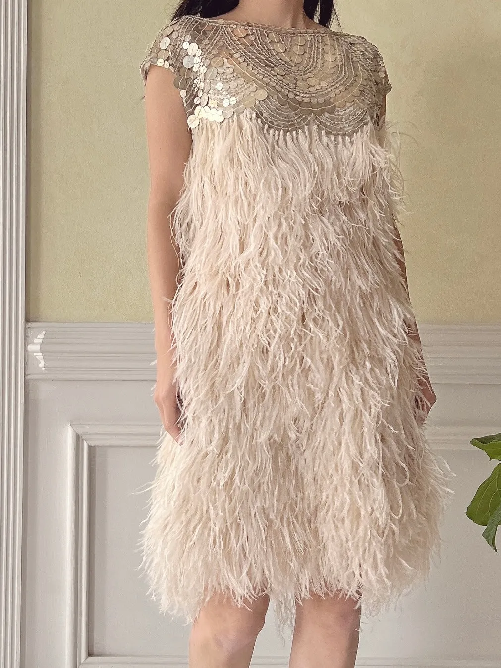 Naeem Khan 2–Piece Feather Ensemble - S