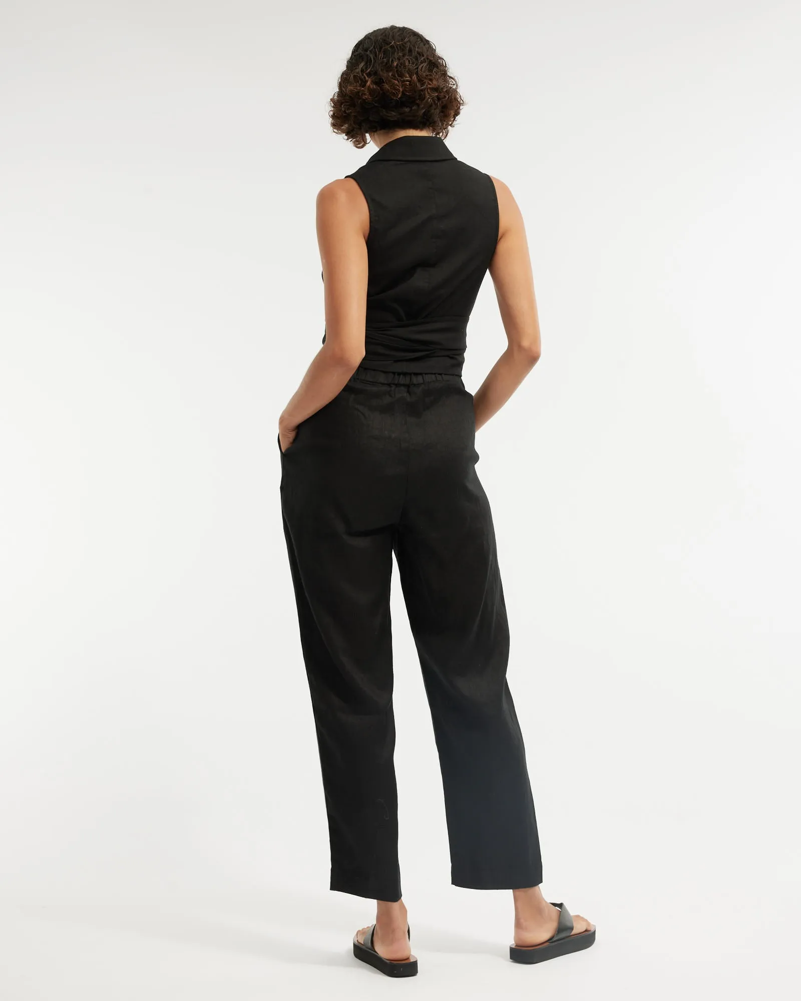 Naomi Wrap Crop Shirt - Black