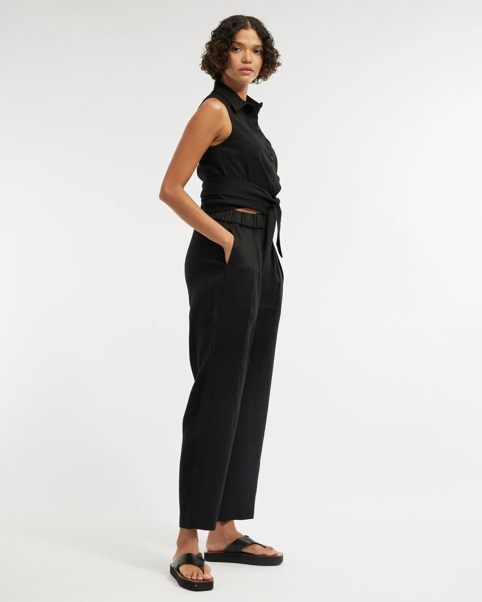 Naomi Wrap Crop Shirt - Black