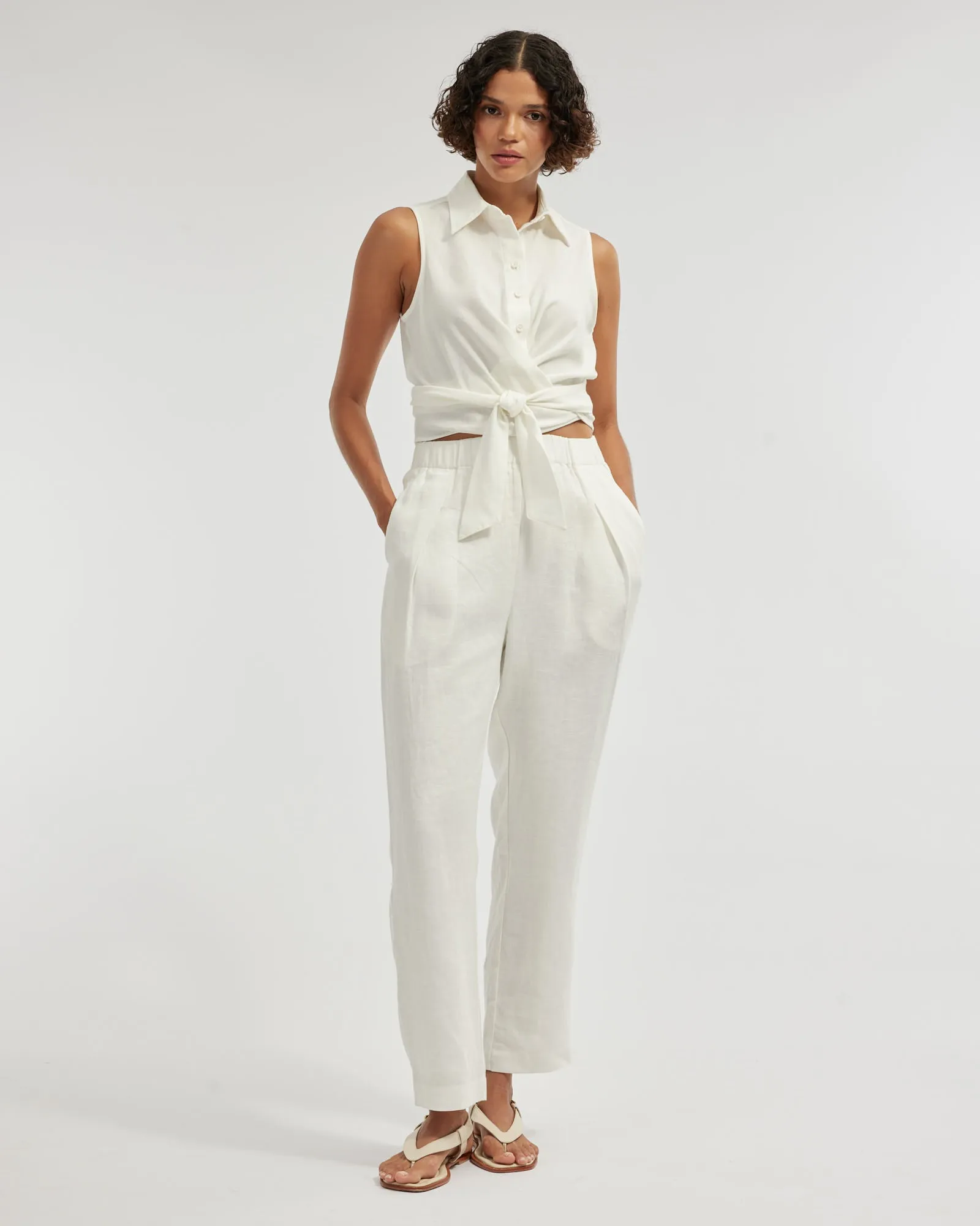 Naomi Wrap Crop Shirt - White