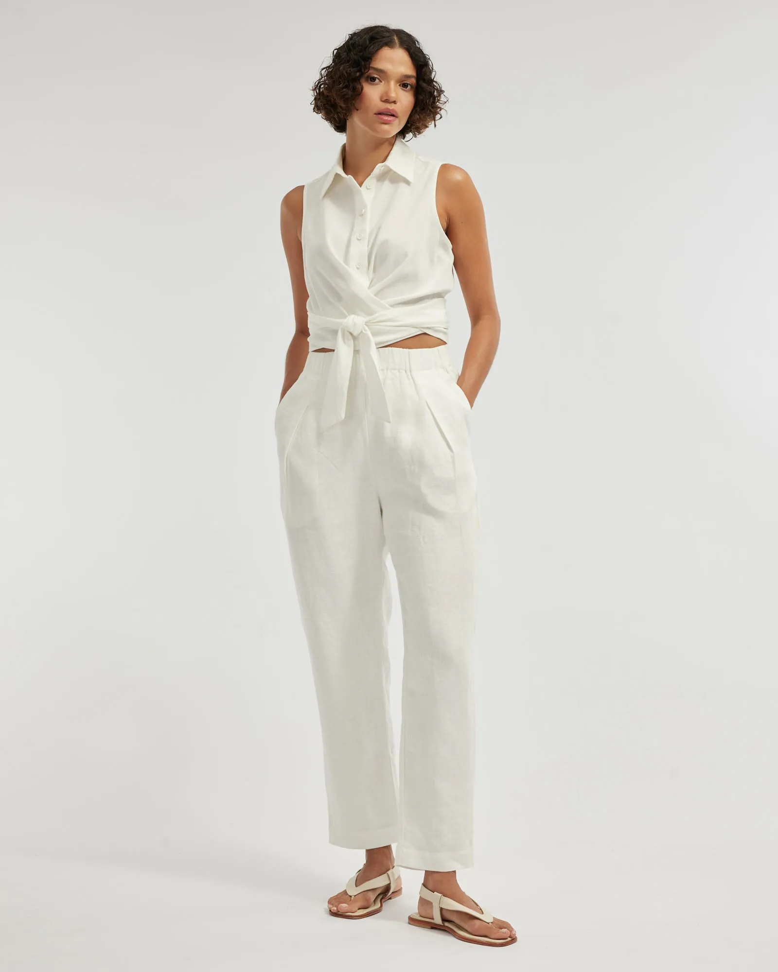 Naomi Wrap Crop Shirt - White