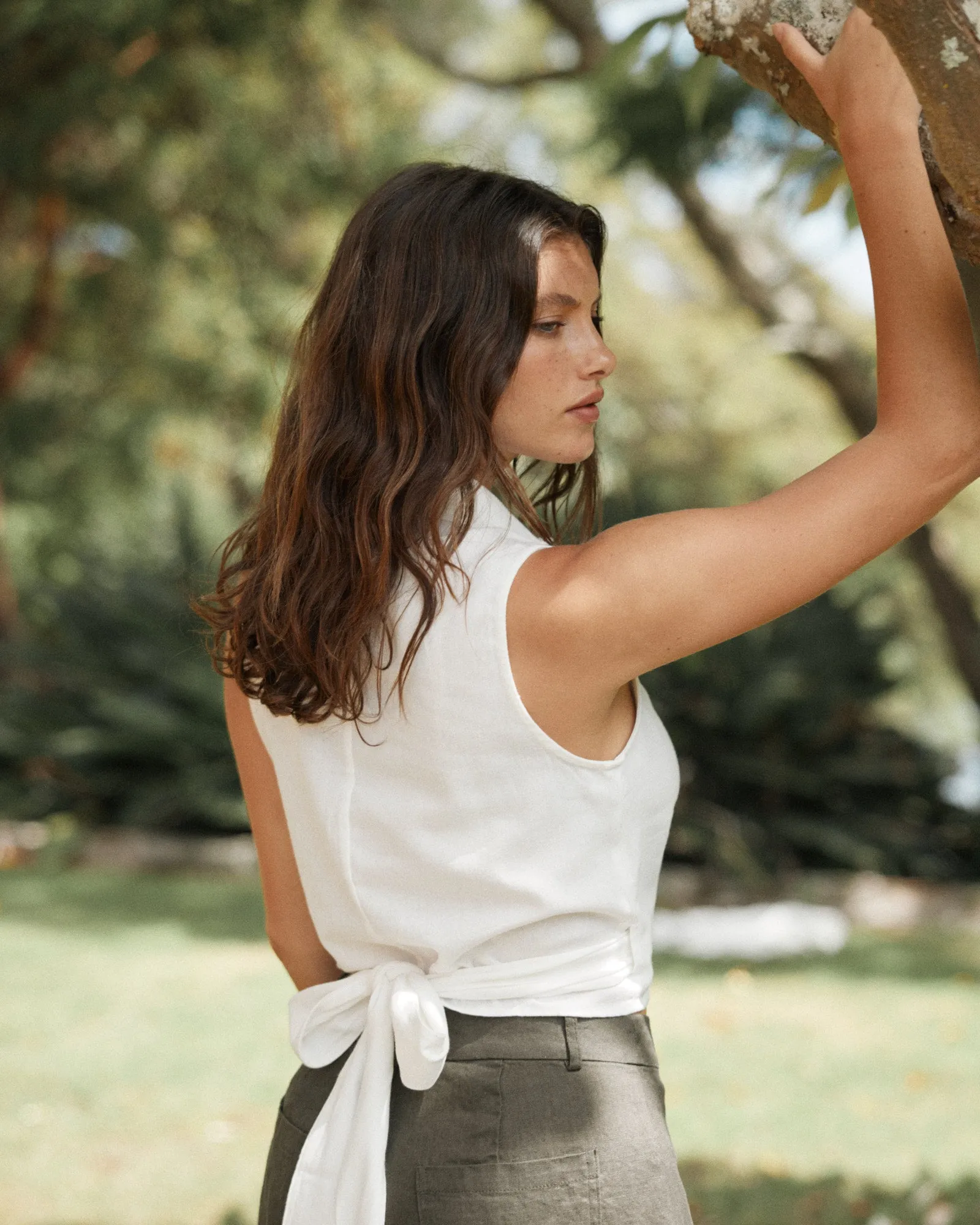 Naomi Wrap Crop Shirt - White
