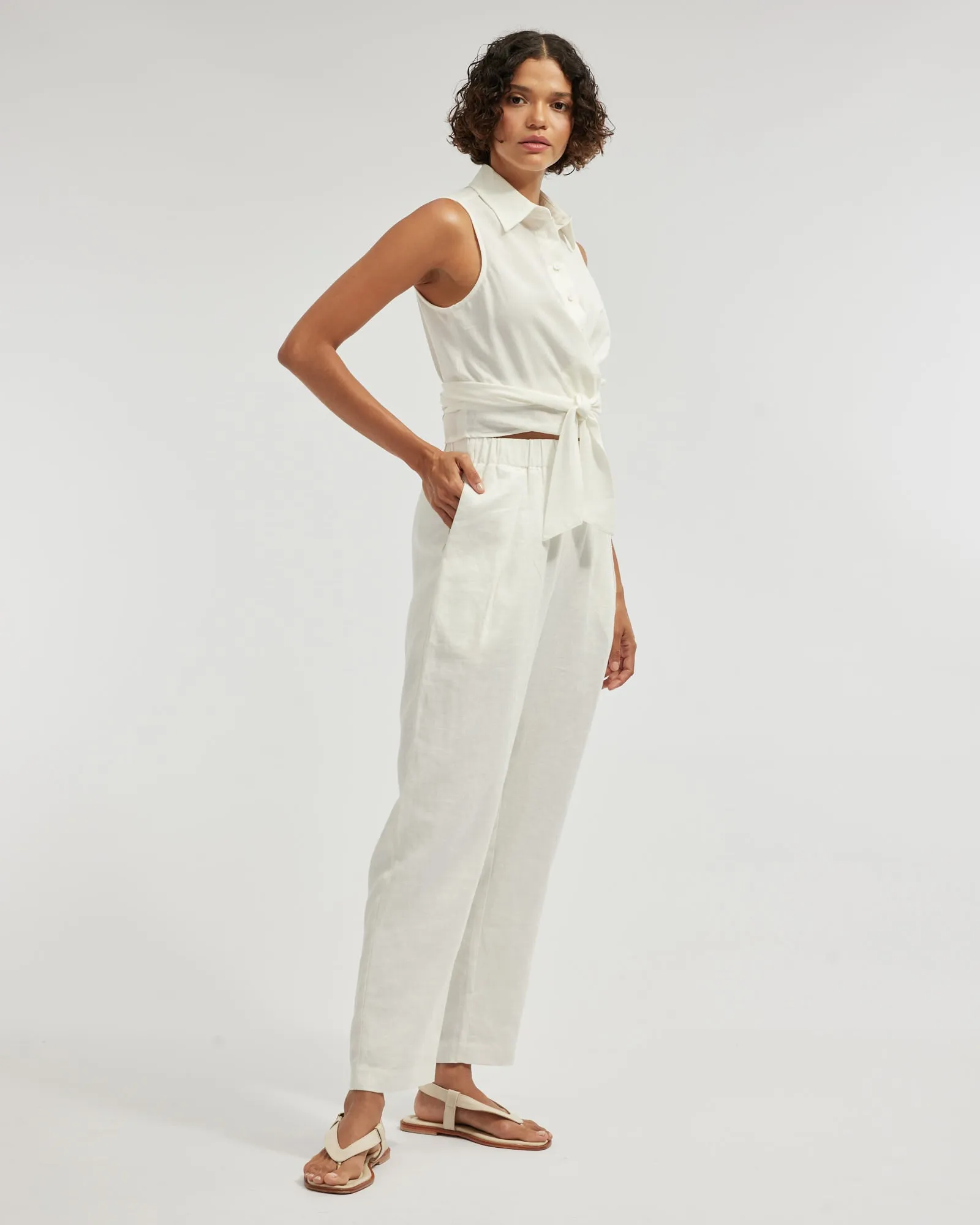 Naomi Wrap Crop Shirt - White