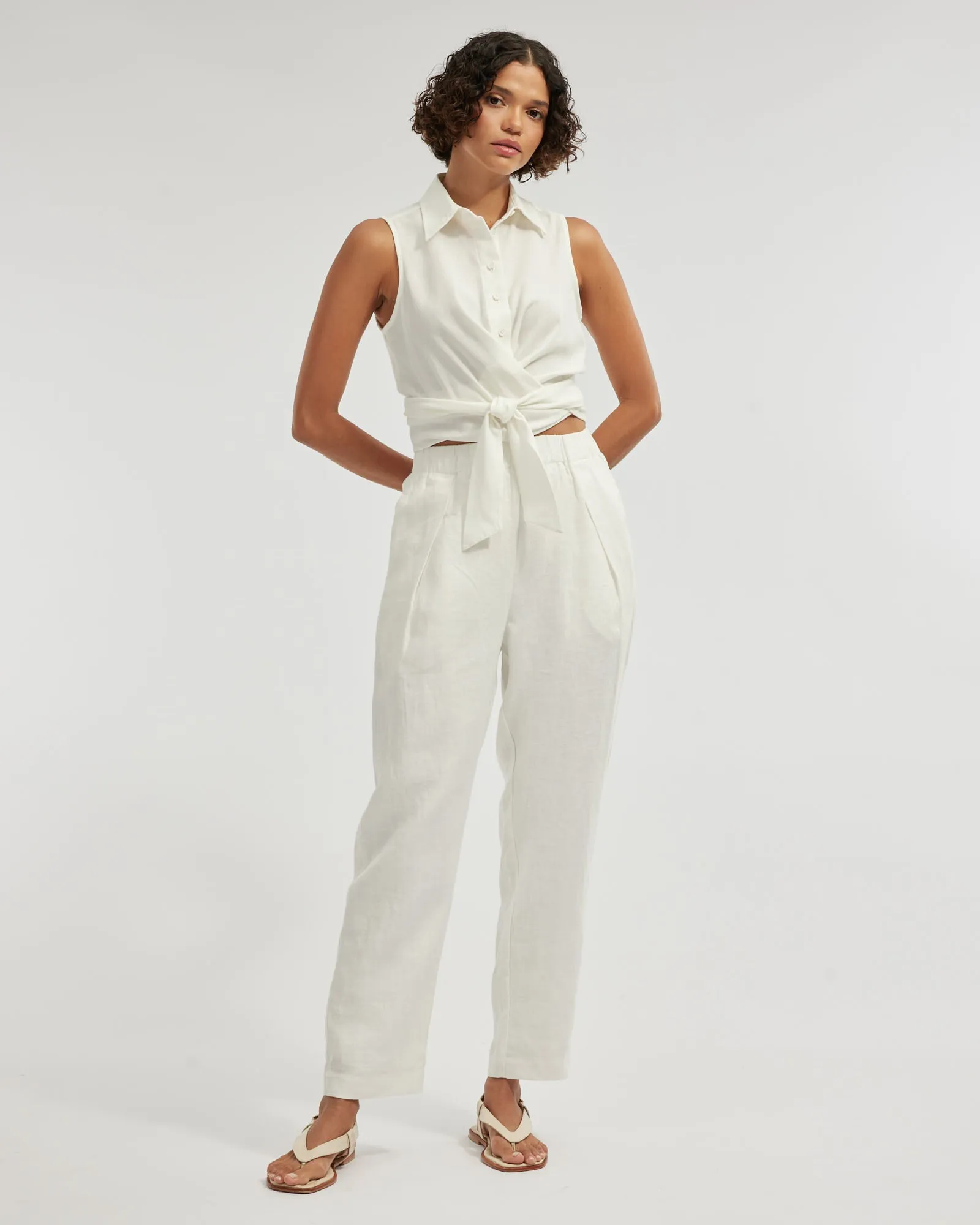 Naomi Wrap Crop Shirt - White