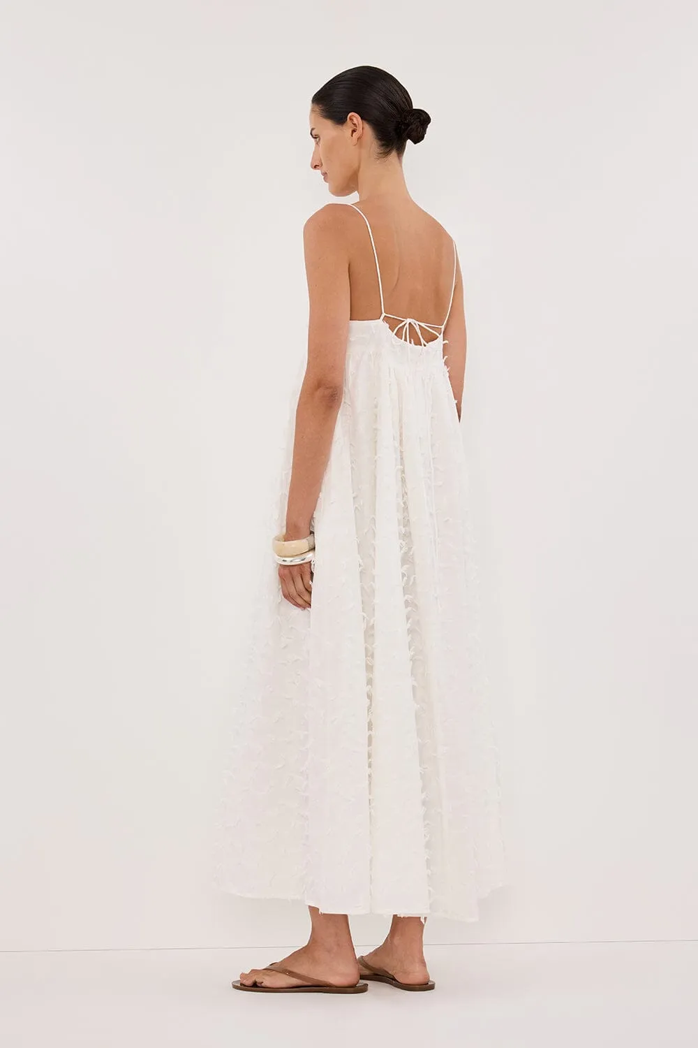 PALOMA WHITE BABYDOLL MIDI DRESS