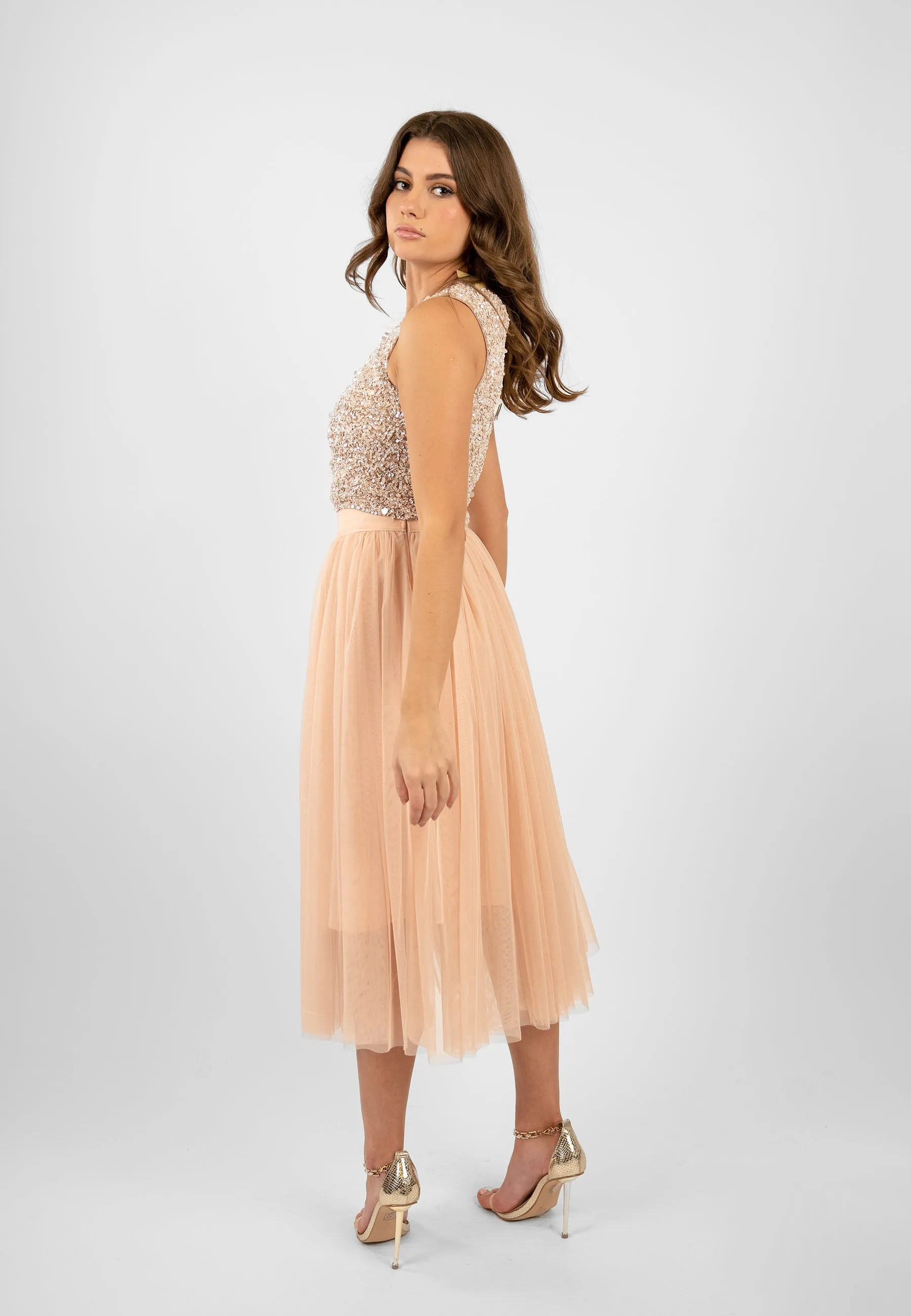 Picasso Nude Embellished Sequin Top