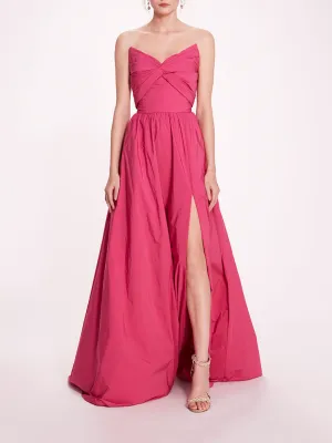 Pleated Taffeta Gown