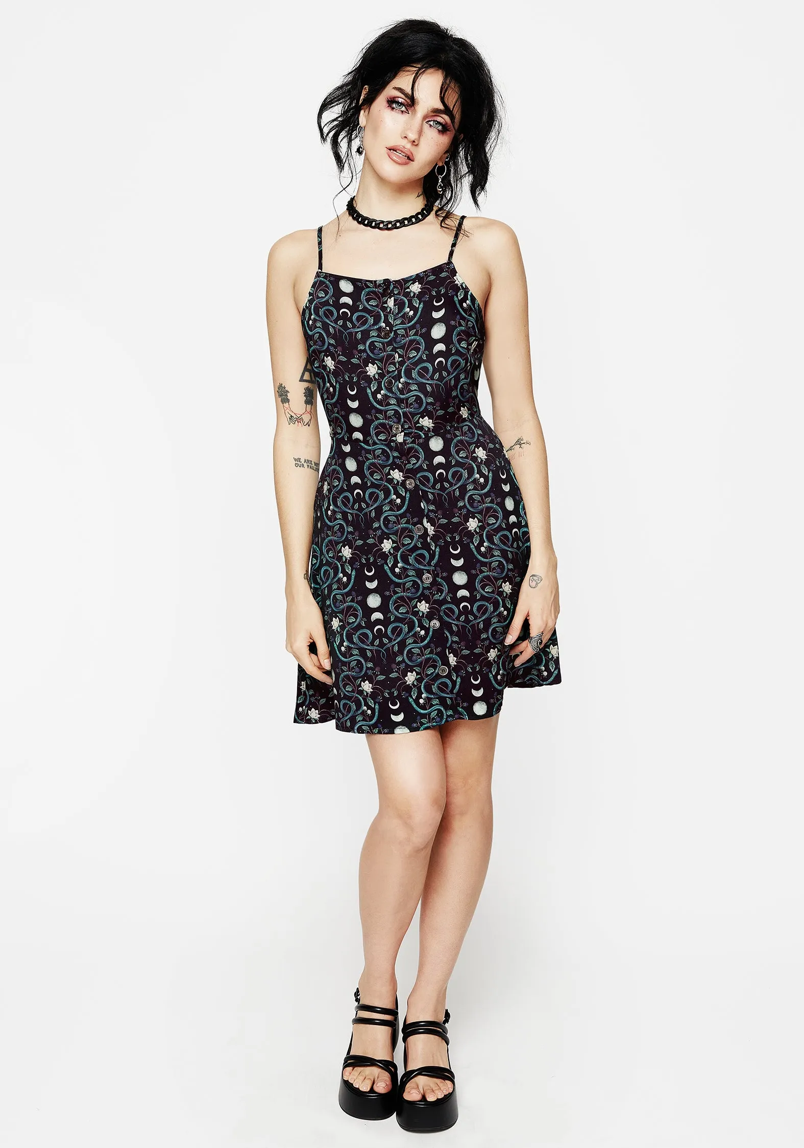 Pythia Button Up Mini Apron Dress