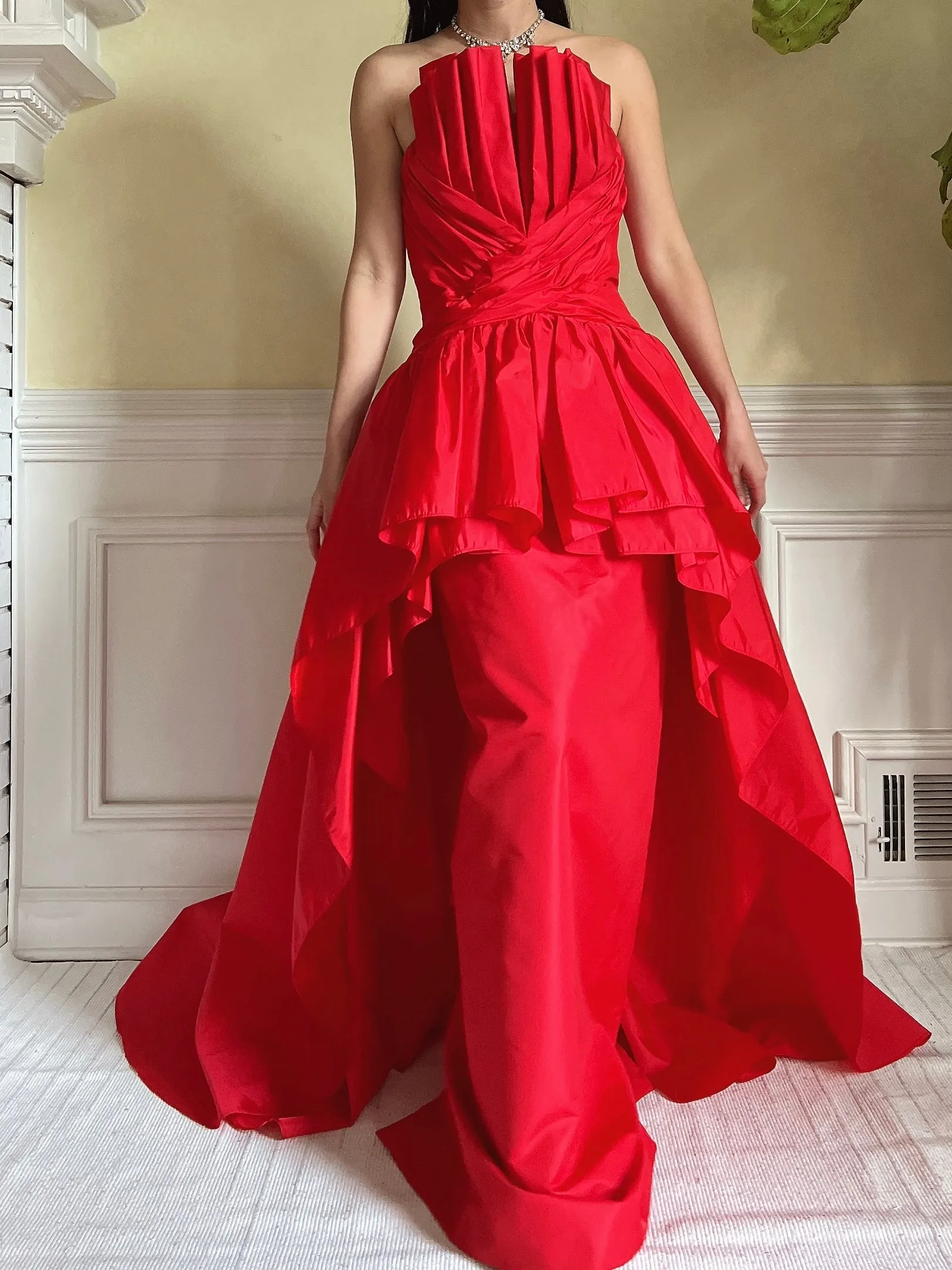 Rare Vintage Victor Costa Pleated Bust Gown - S/6