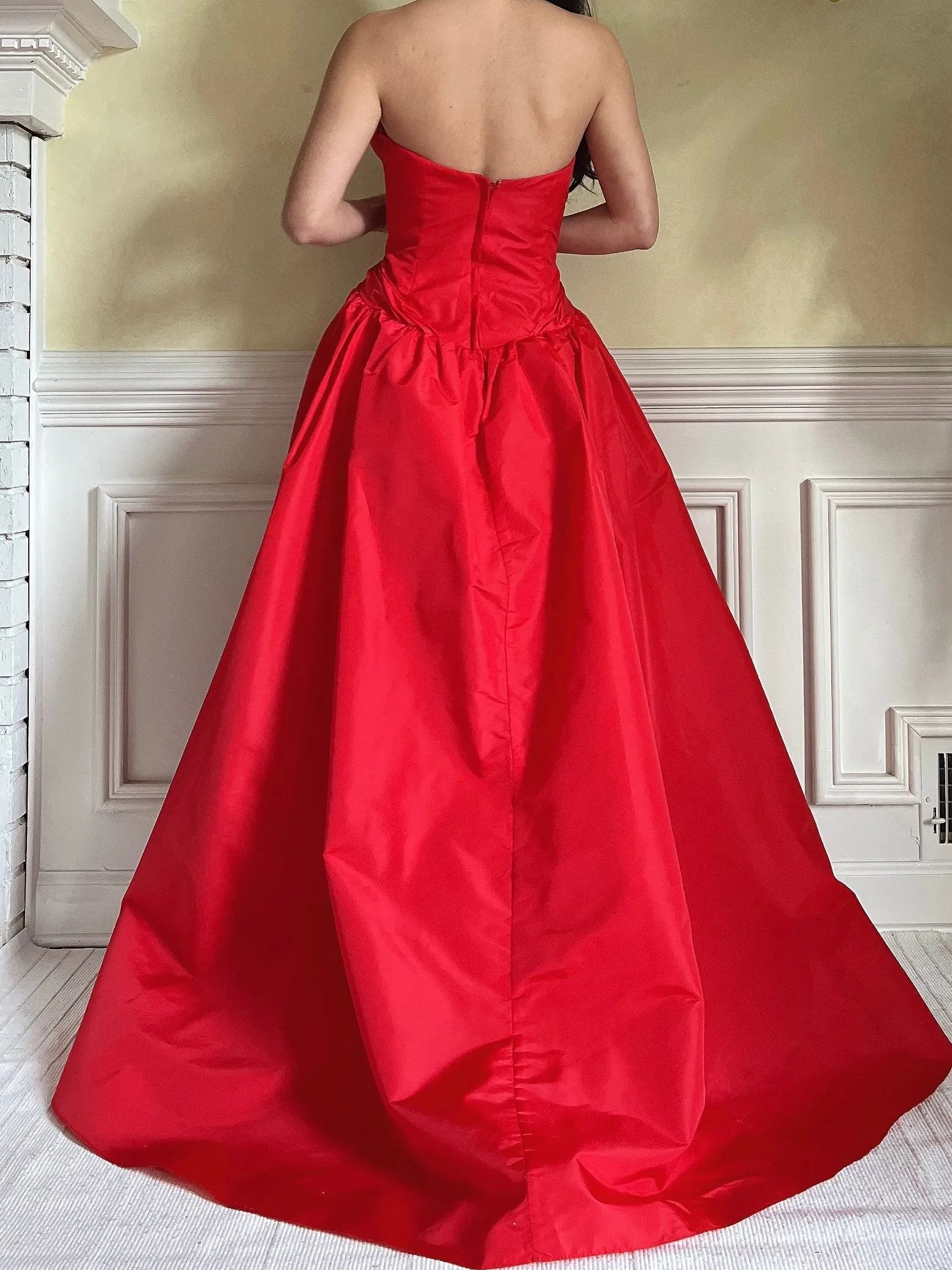 Rare Vintage Victor Costa Pleated Bust Gown - S/6