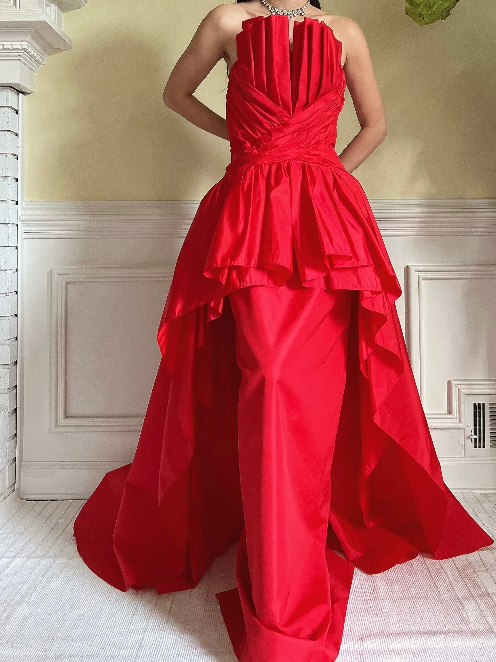 Rare Vintage Victor Costa Pleated Bust Gown - S/6