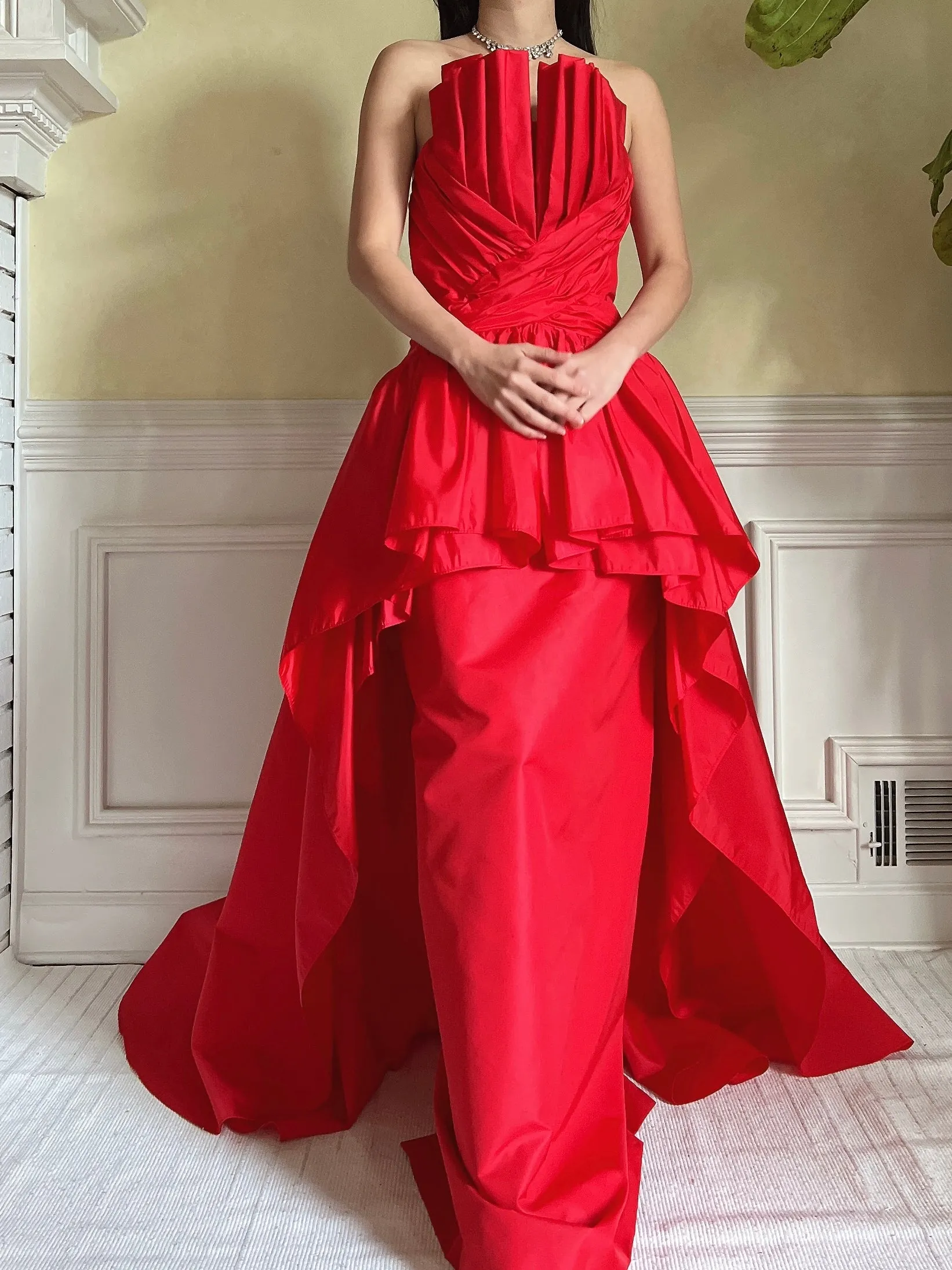 Rare Vintage Victor Costa Pleated Bust Gown - S/6