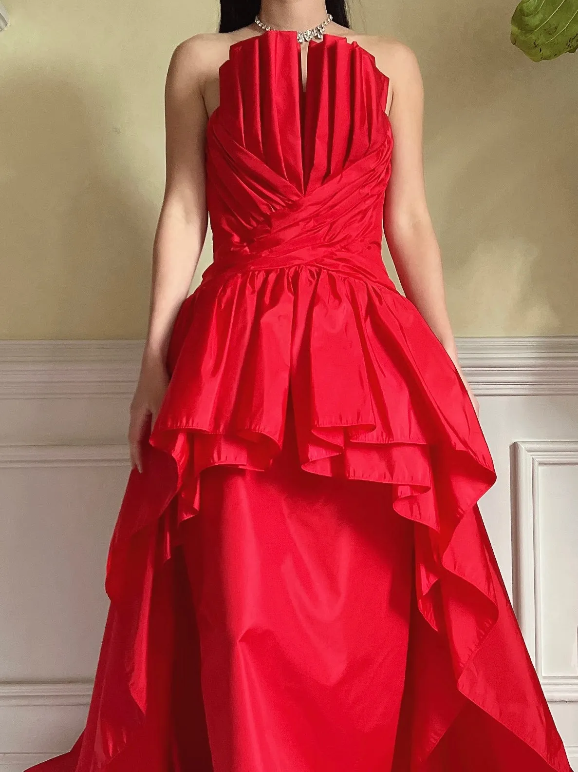Rare Vintage Victor Costa Pleated Bust Gown - S/6