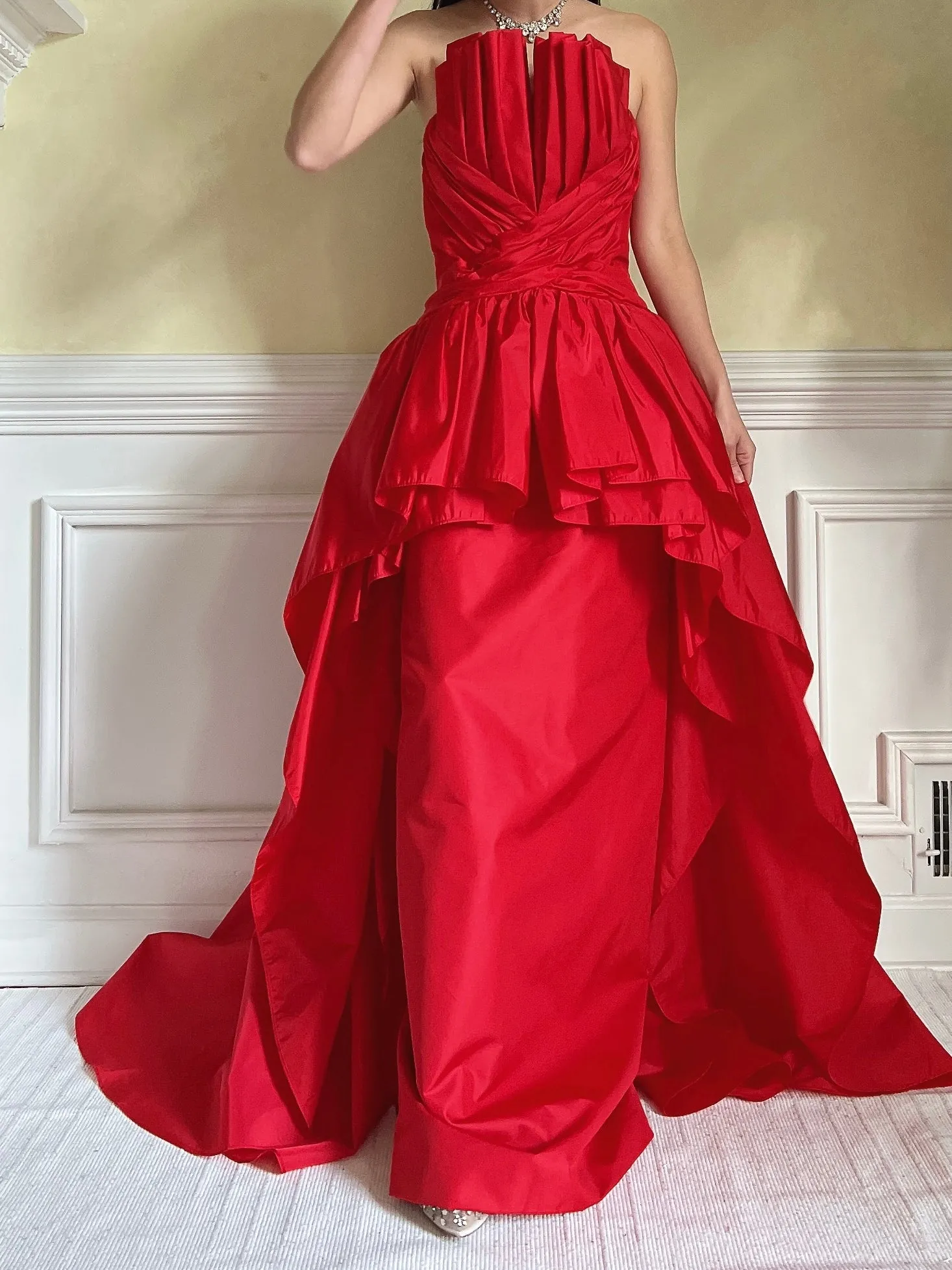 Rare Vintage Victor Costa Pleated Bust Gown - S/6