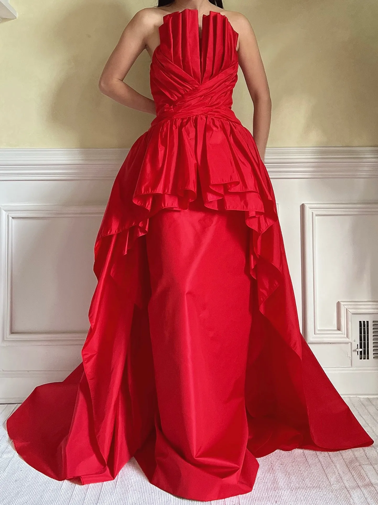 Rare Vintage Victor Costa Pleated Bust Gown - S/6