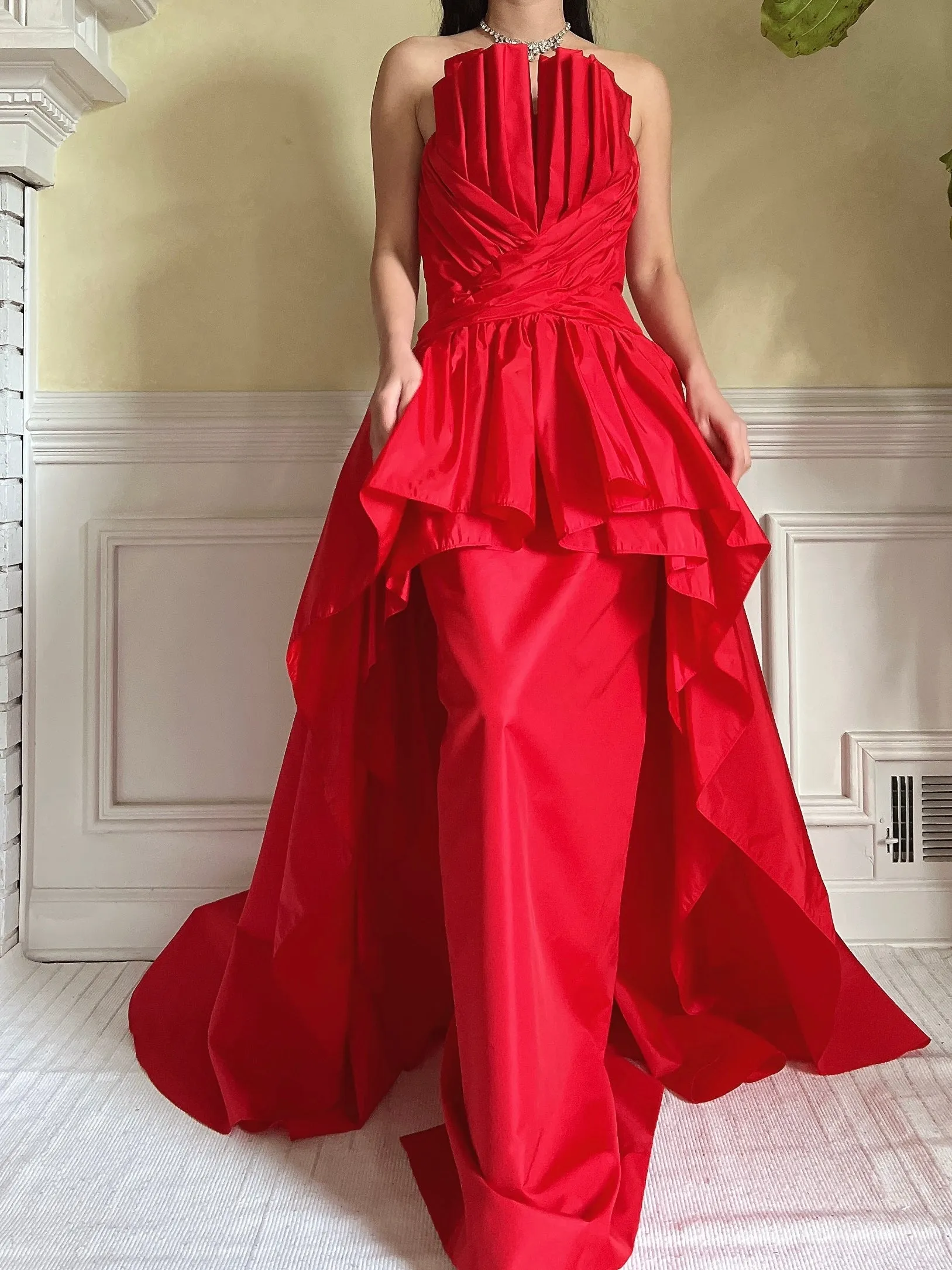 Rare Vintage Victor Costa Pleated Bust Gown - S/6