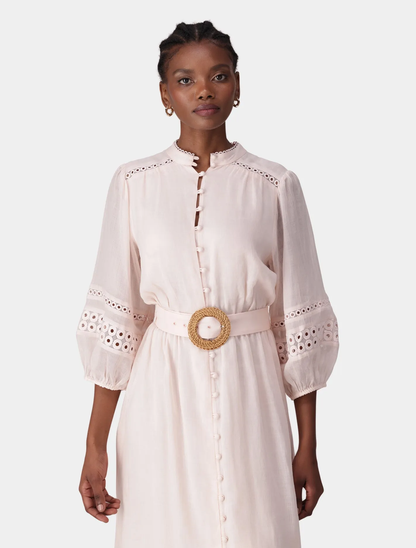 Rebecca Belted Trim Midi Dress