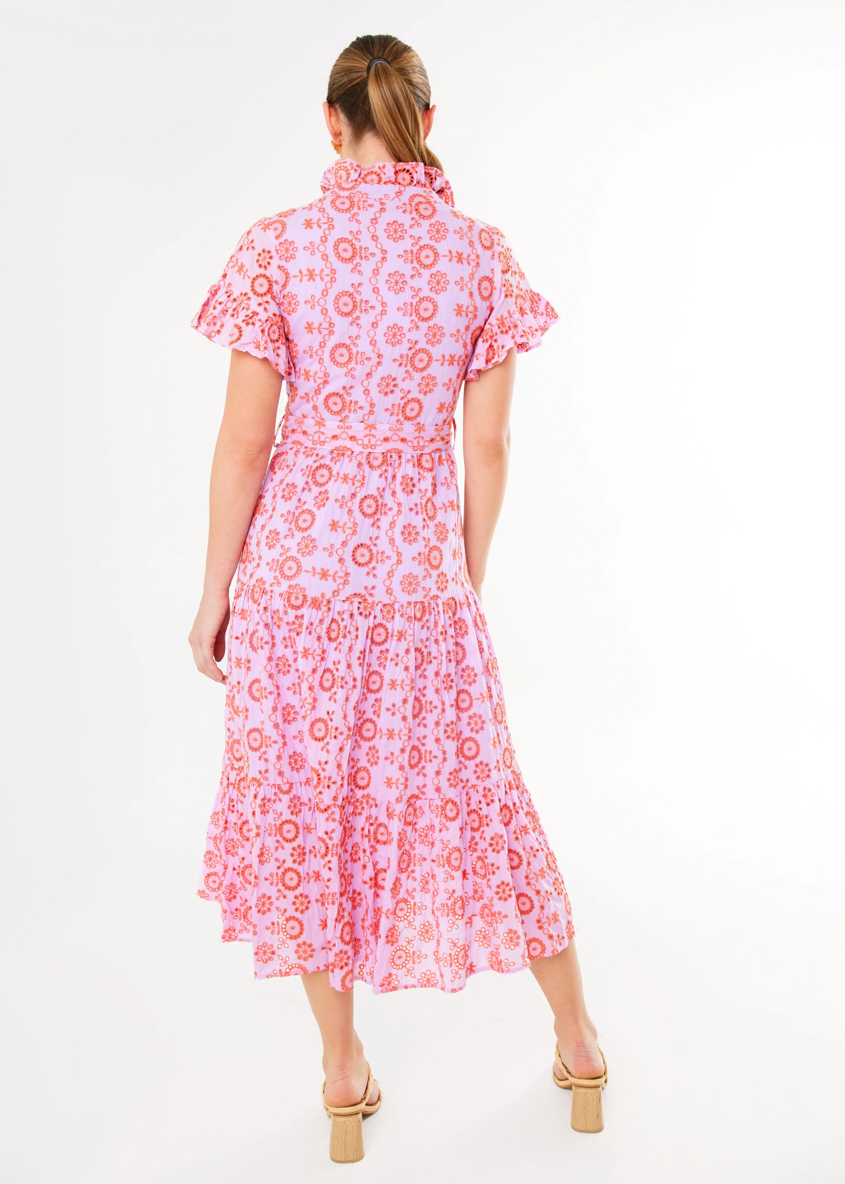 Sadie Maxi Dress Lavender Coral Eyelet