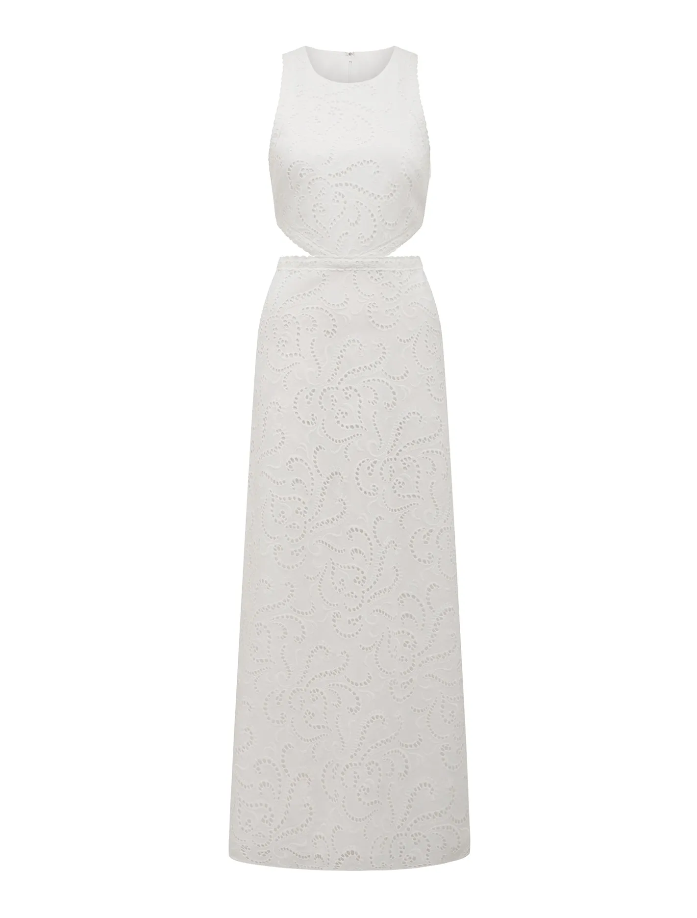 Sage Sleeveless Broderie Midi Dress
