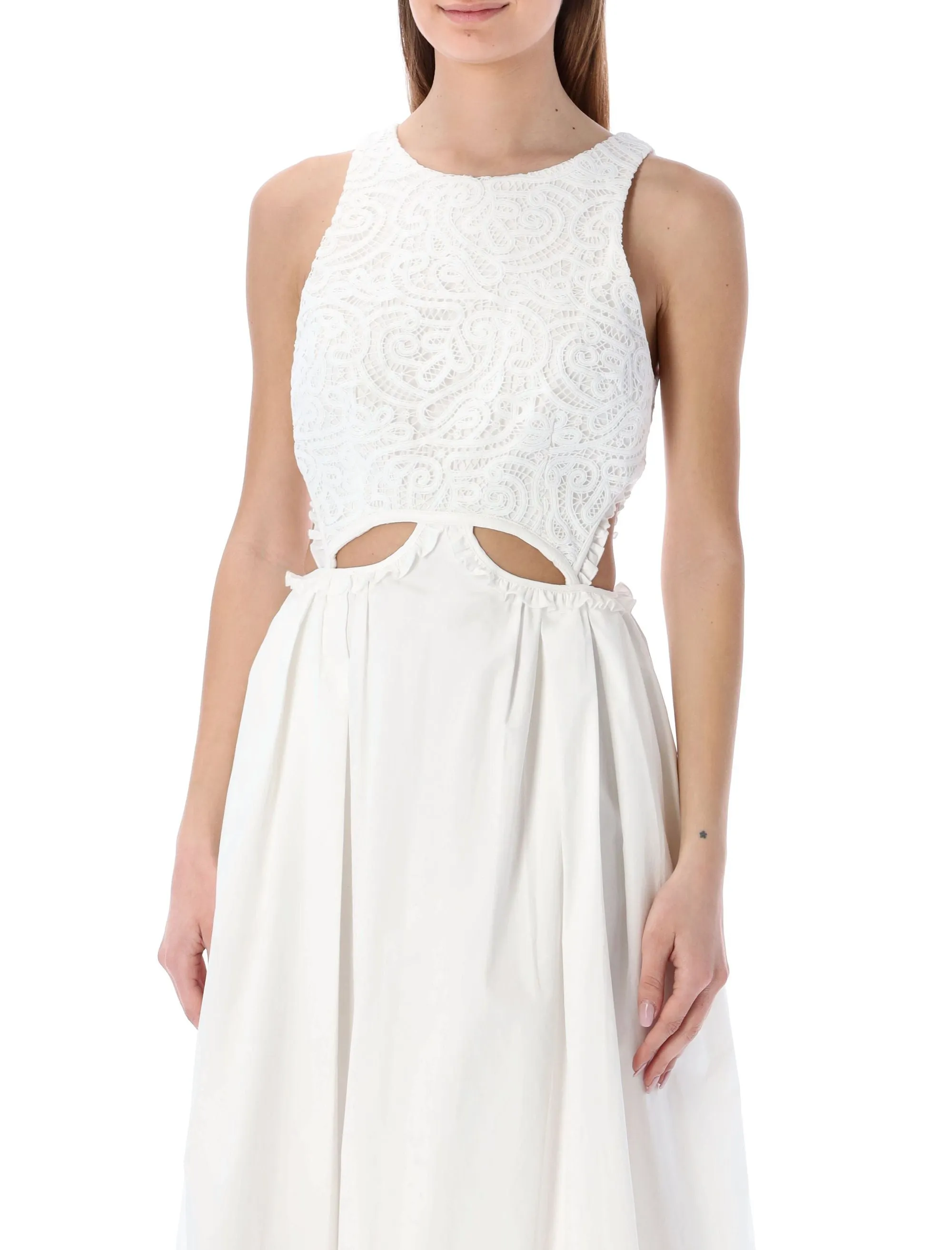 Self-Portrait Lace Detailed Cut-Out Midi Dress