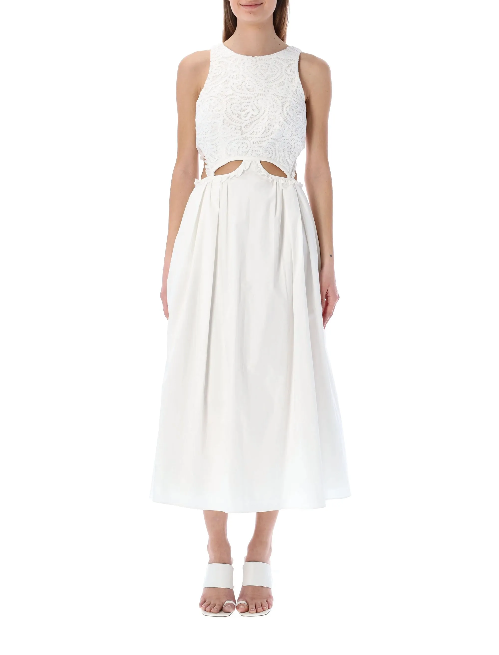 Self-Portrait Lace Detailed Cut-Out Midi Dress
