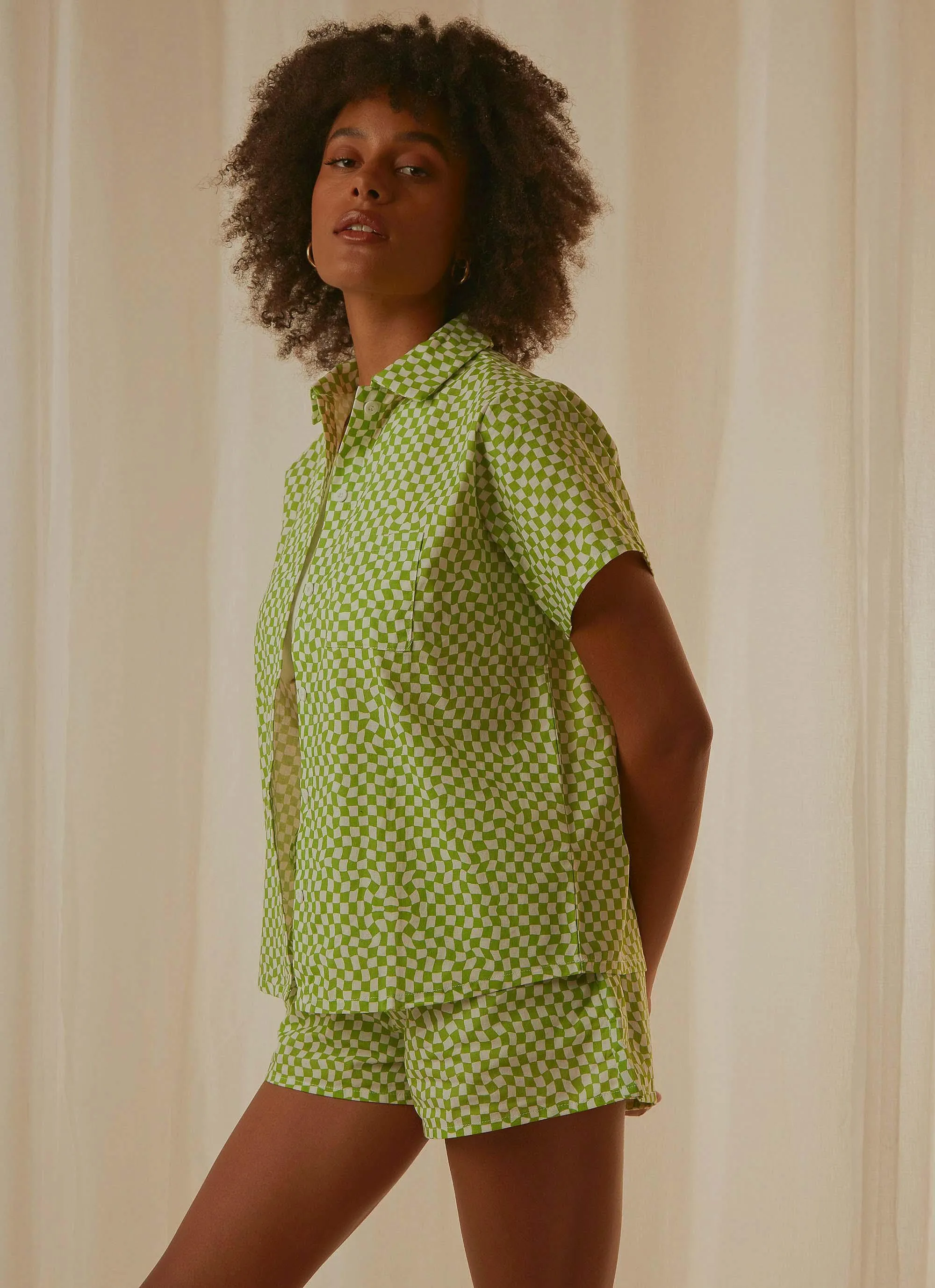 Seventies Groove Shirt - Lime Warp Check