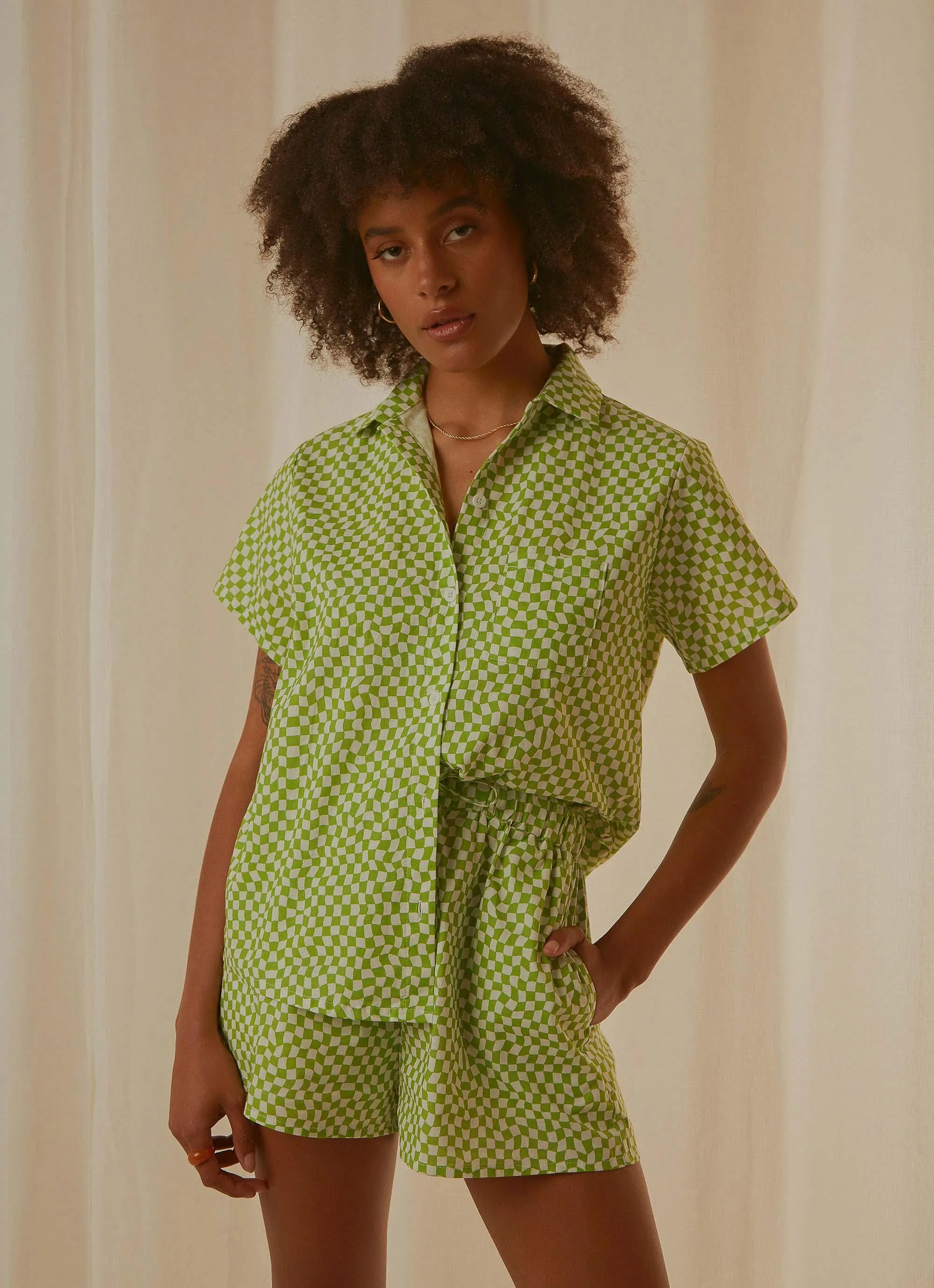Seventies Groove Shirt - Lime Warp Check