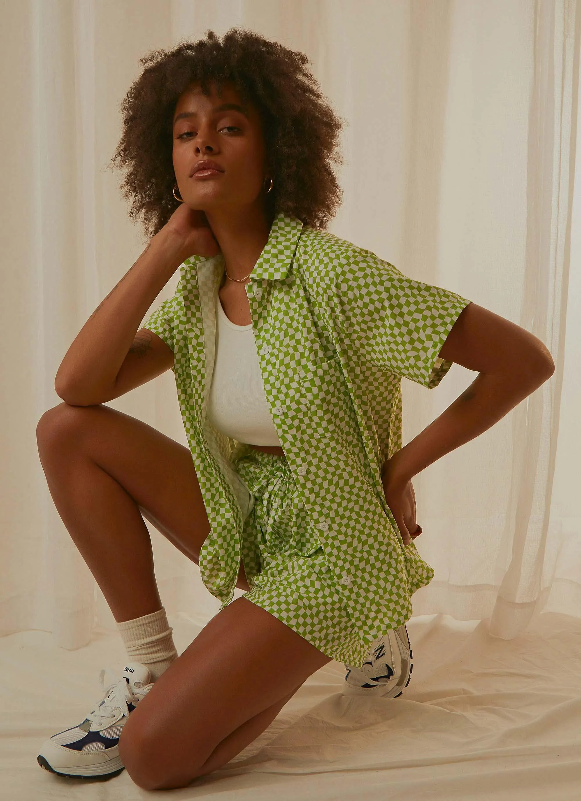 Seventies Groove Shirt - Lime Warp Check