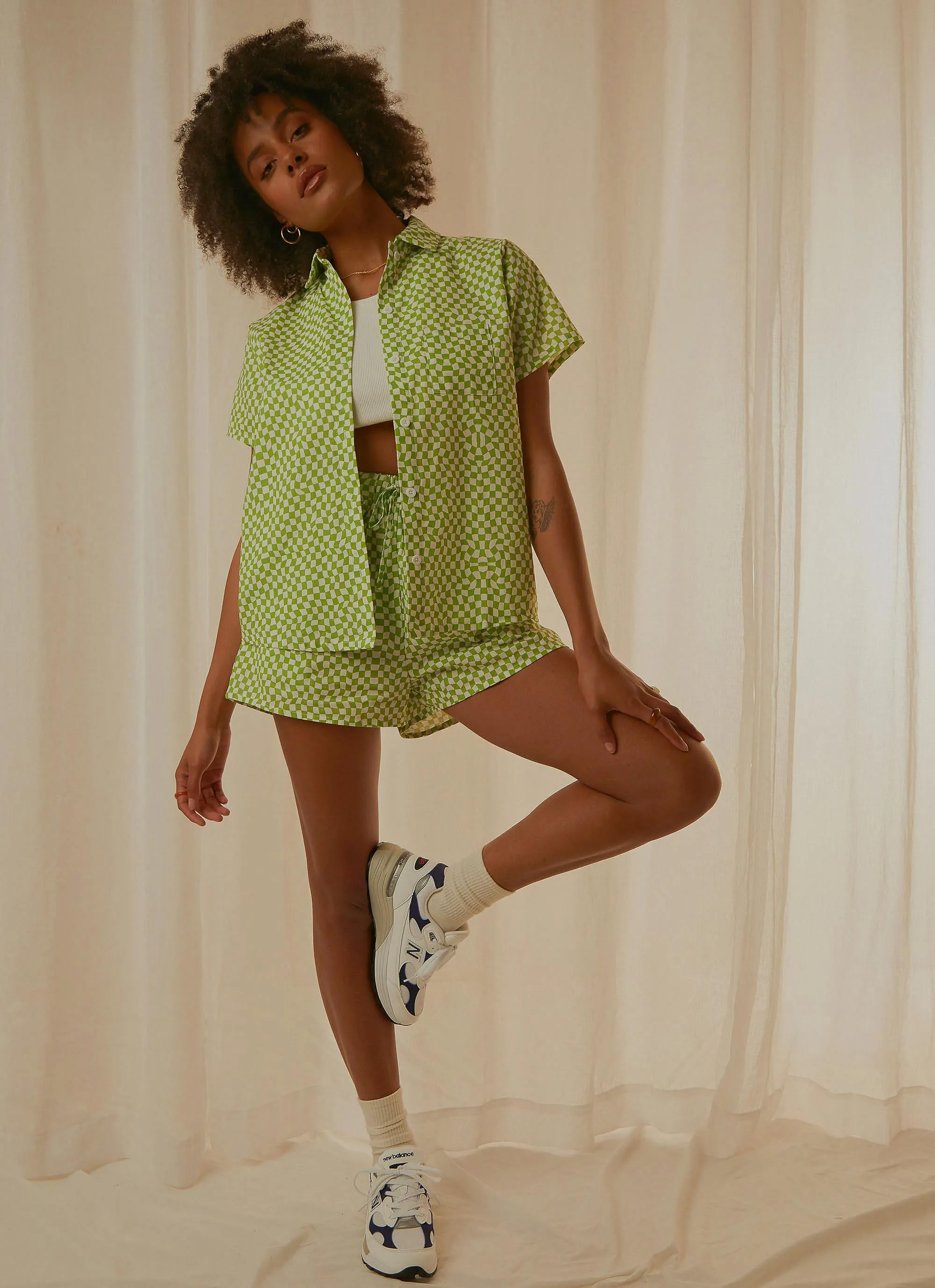 Seventies Groove Shirt - Lime Warp Check