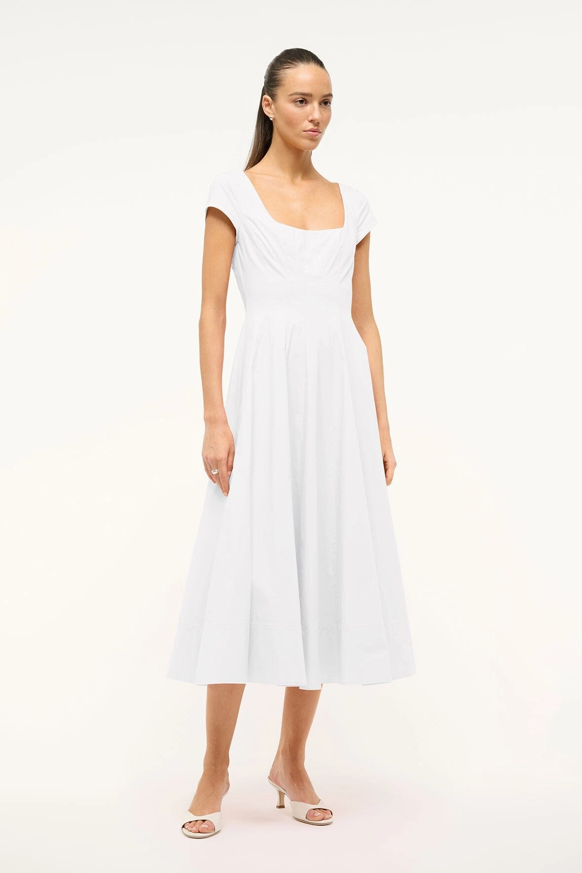 SHORT SLEEVE WELLS DRESS | WHITE