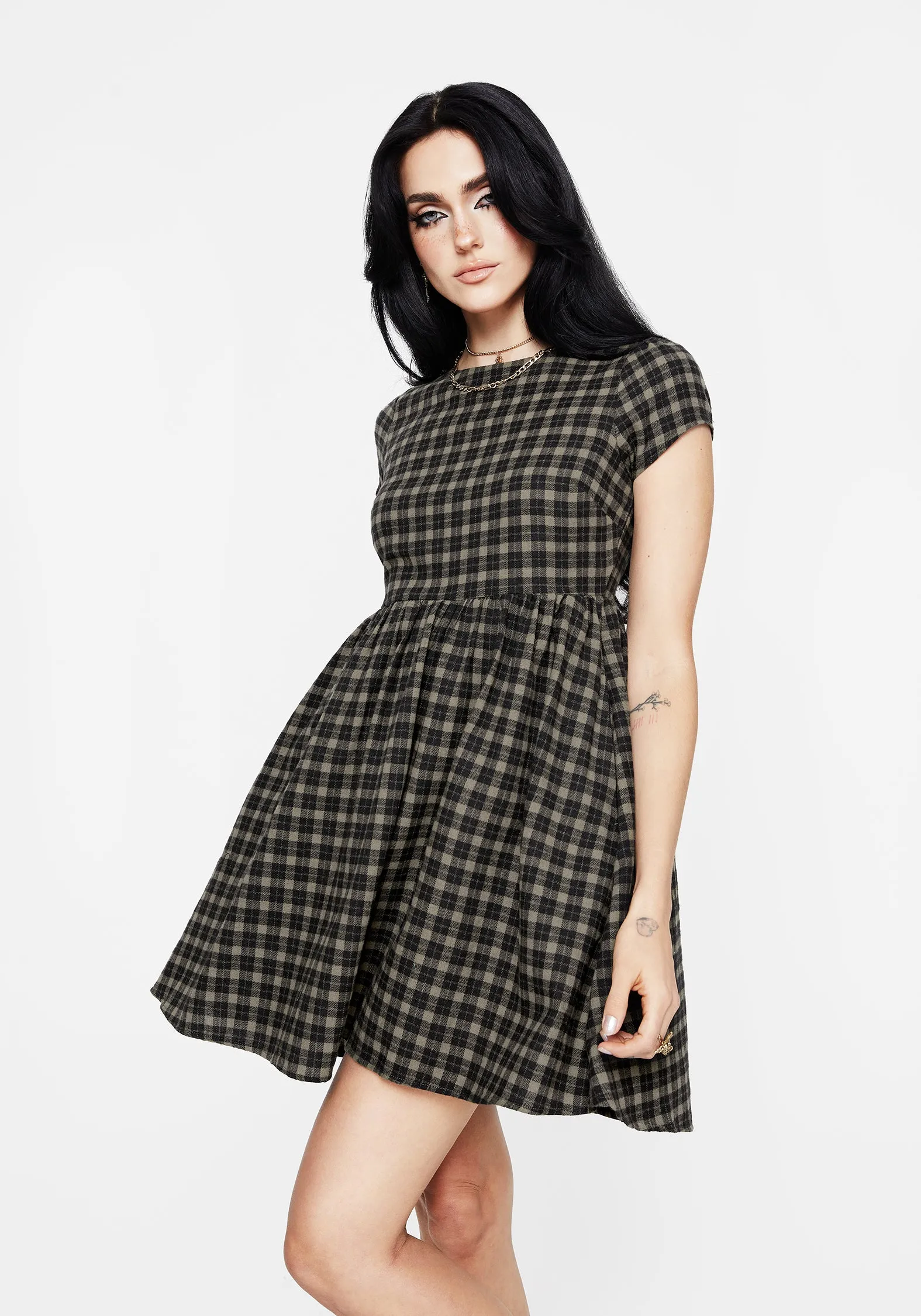 Terra Mini Smock Dress - Olive