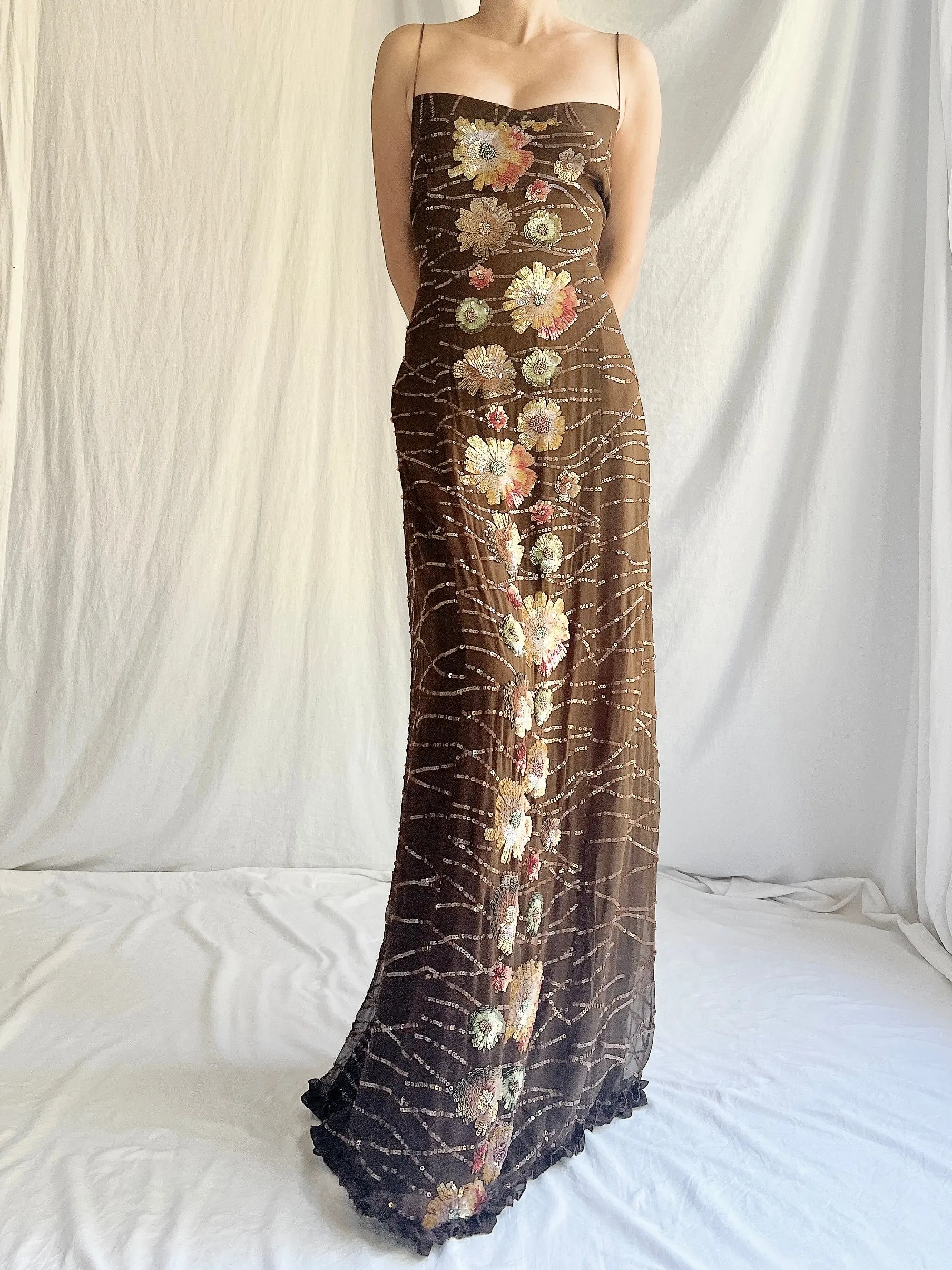 Vintage Bellville Sassoon Silk Beaded Gown - M/L