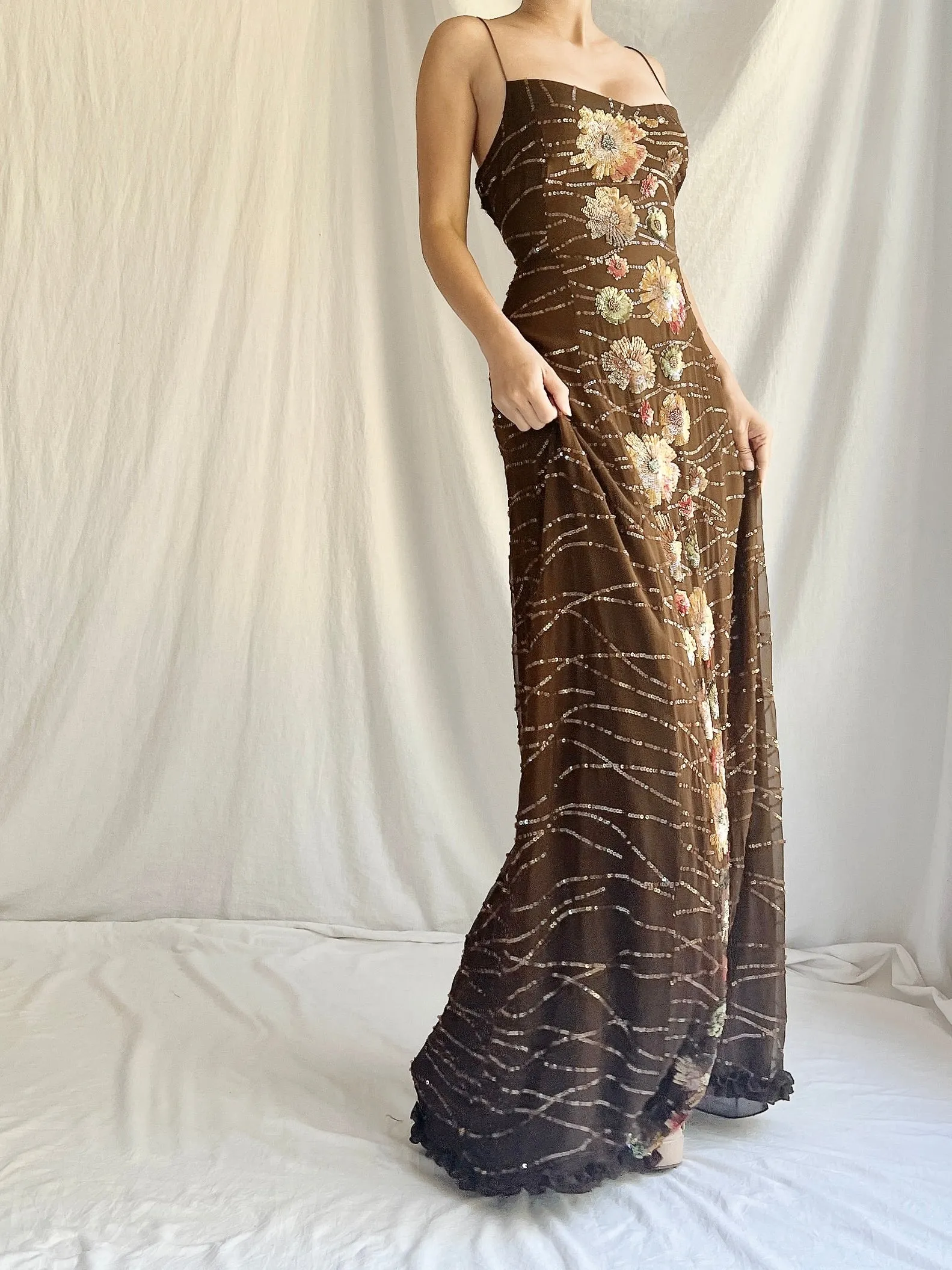 Vintage Bellville Sassoon Silk Beaded Gown - M/L