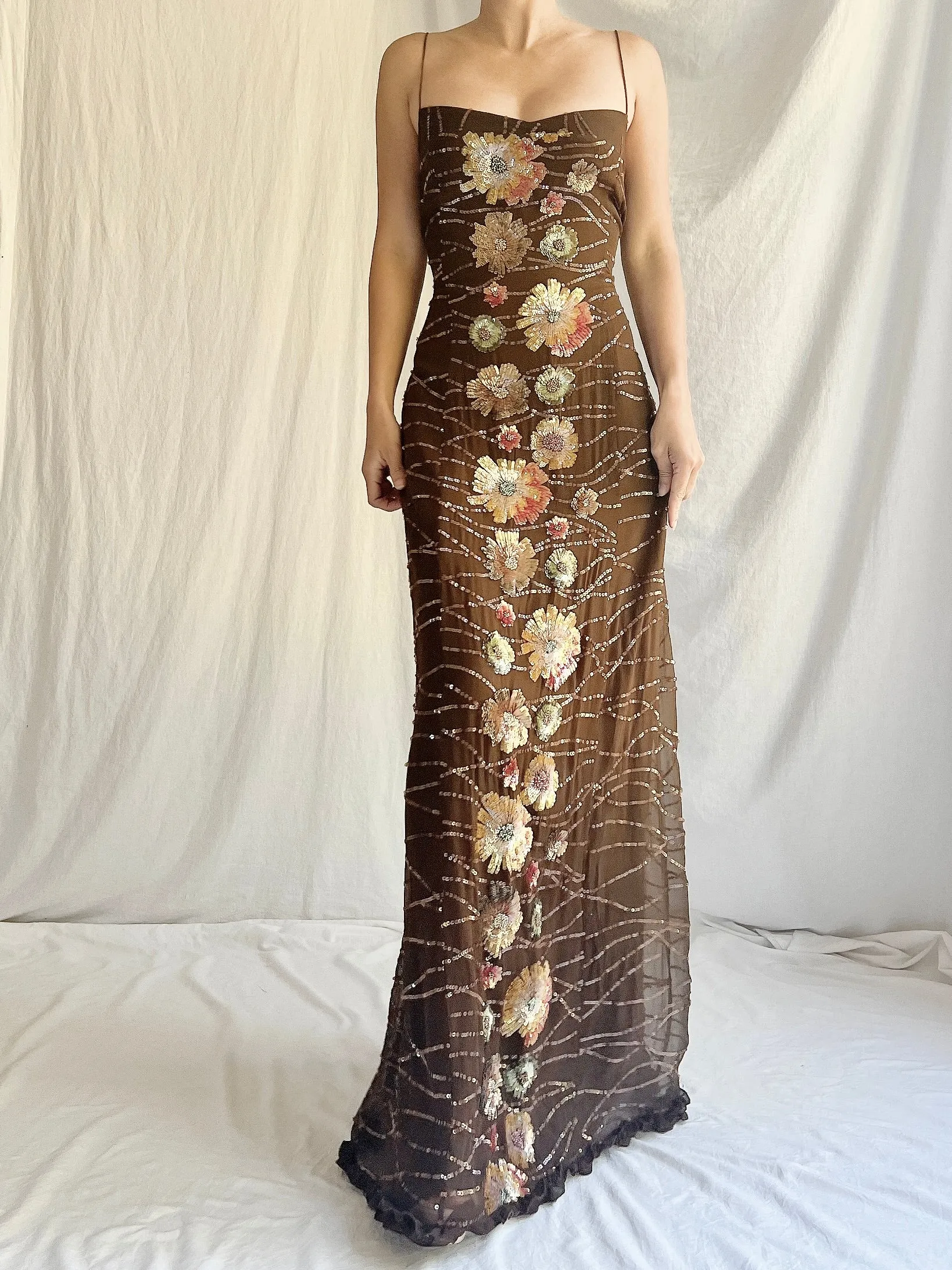 Vintage Bellville Sassoon Silk Beaded Gown - M/L