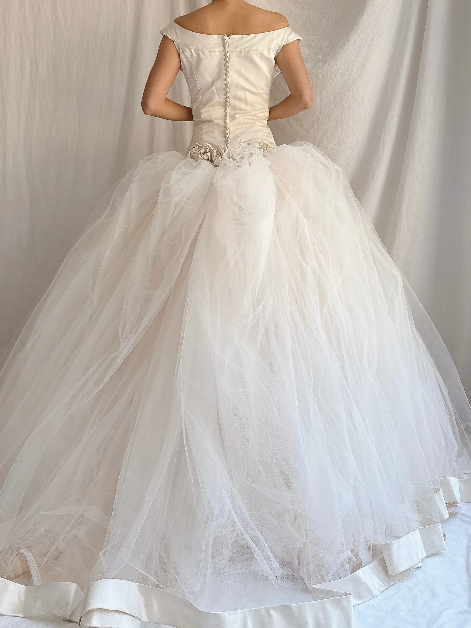 Vintage Champagne Tulle Dress - XS/2/4