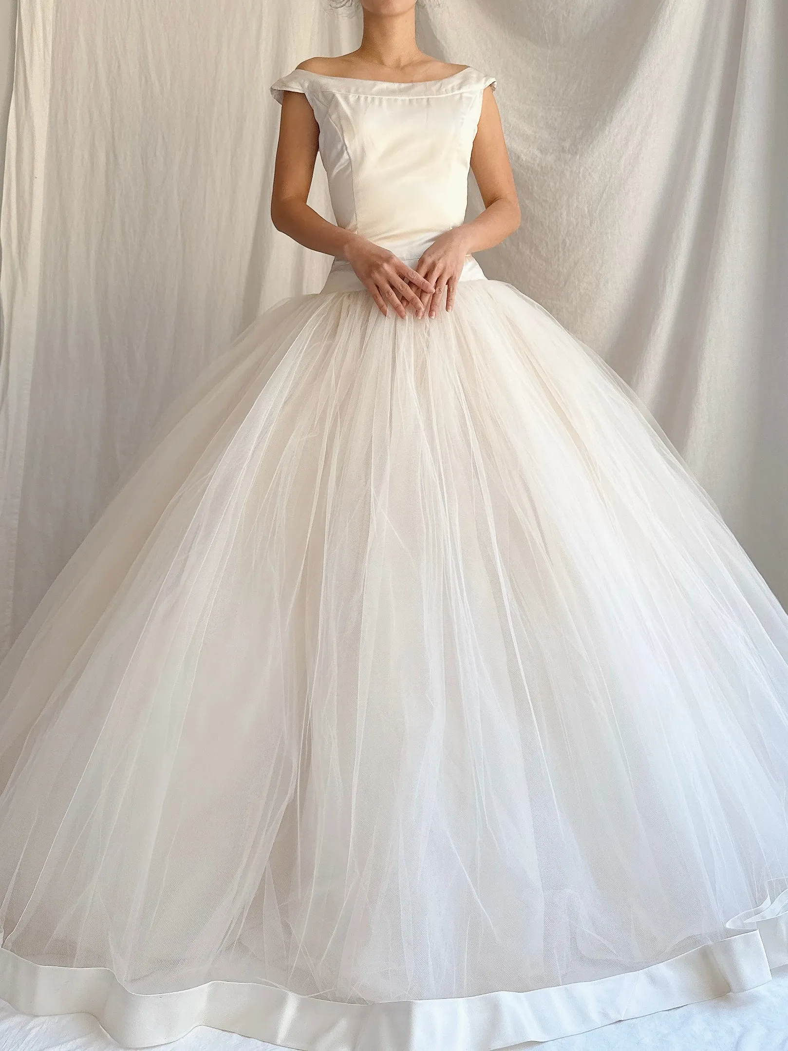 Vintage Champagne Tulle Dress - XS/2/4