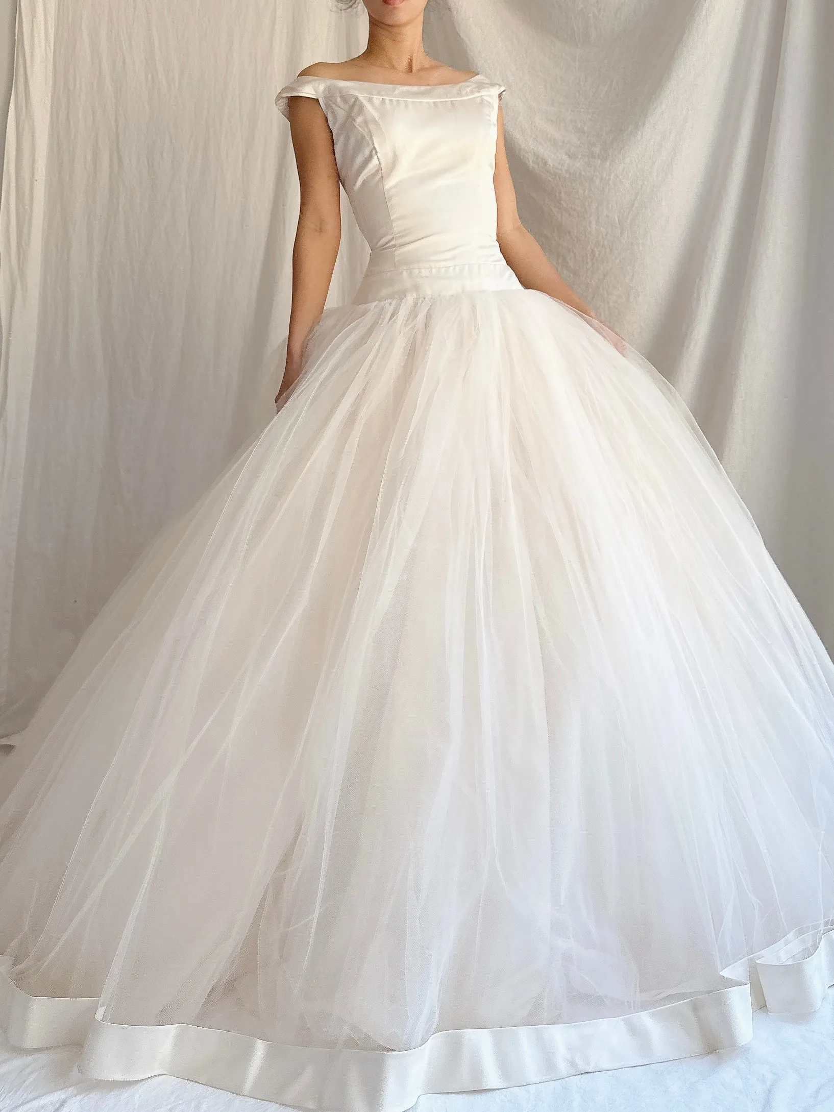Vintage Champagne Tulle Dress - XS/2/4
