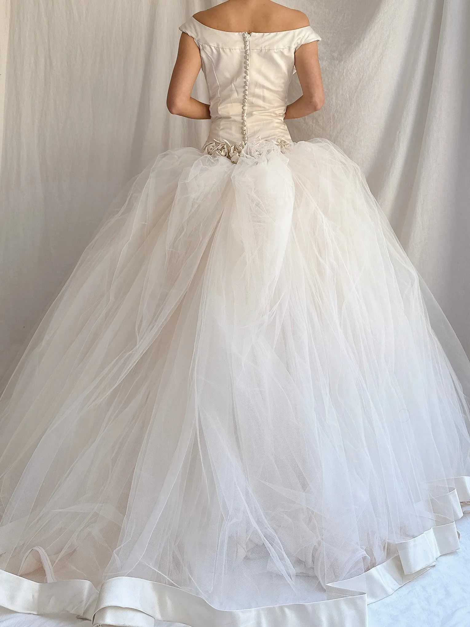 Vintage Champagne Tulle Dress - XS/2/4