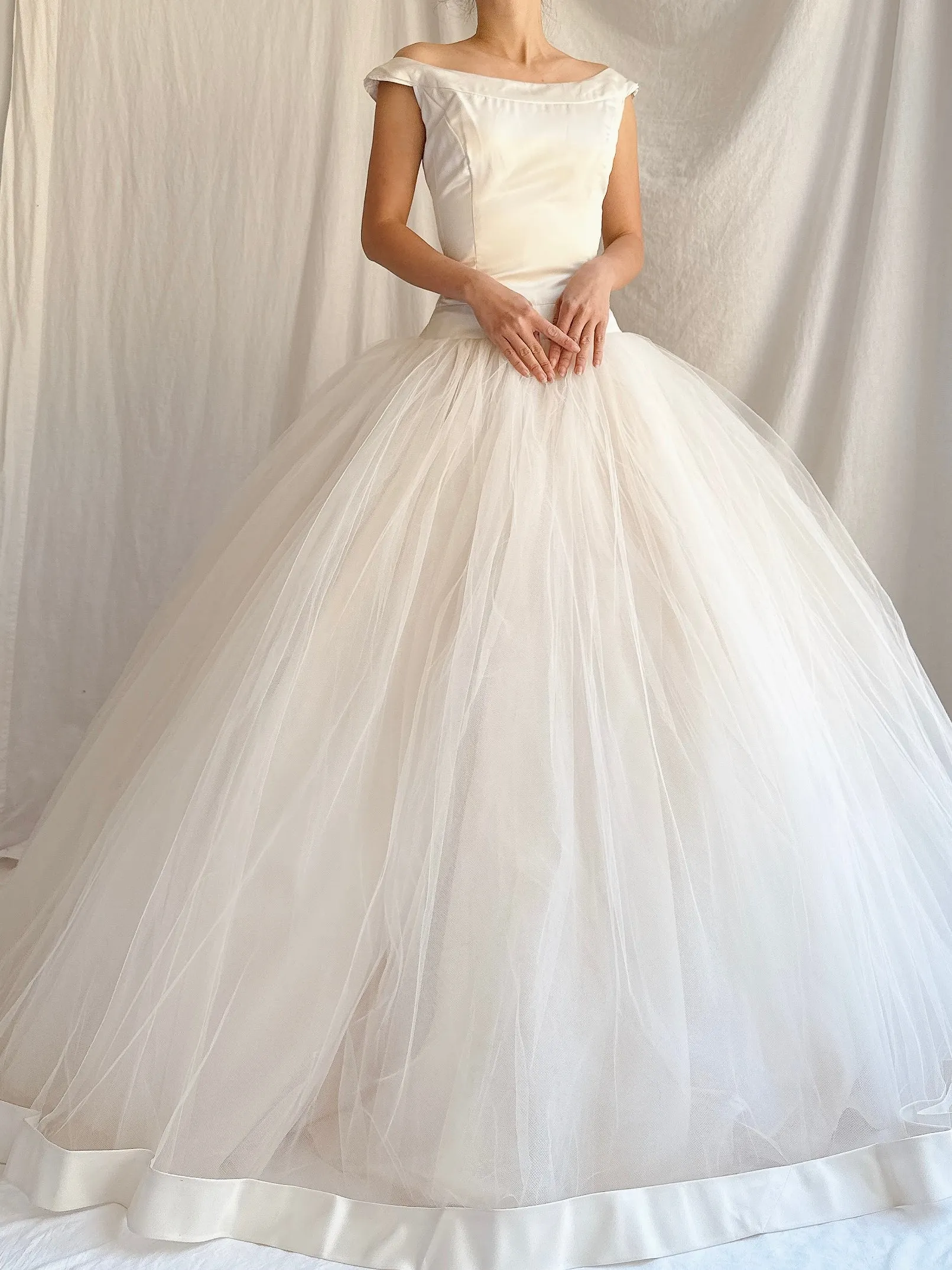 Vintage Champagne Tulle Dress - XS/2/4