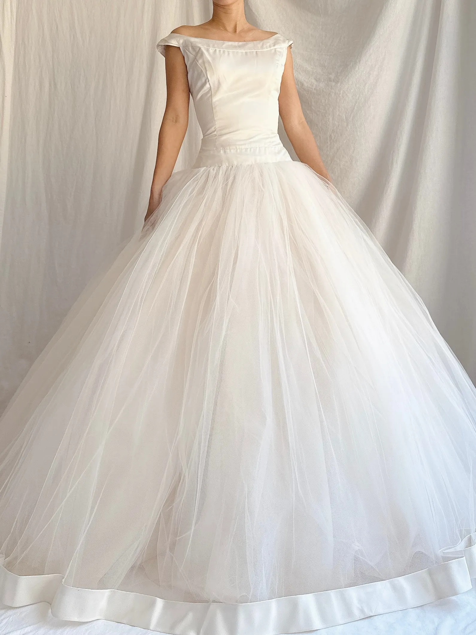 Vintage Champagne Tulle Dress - XS/2/4