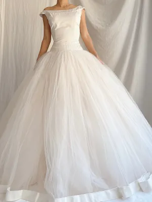 Vintage Champagne Tulle Dress - XS/2/4