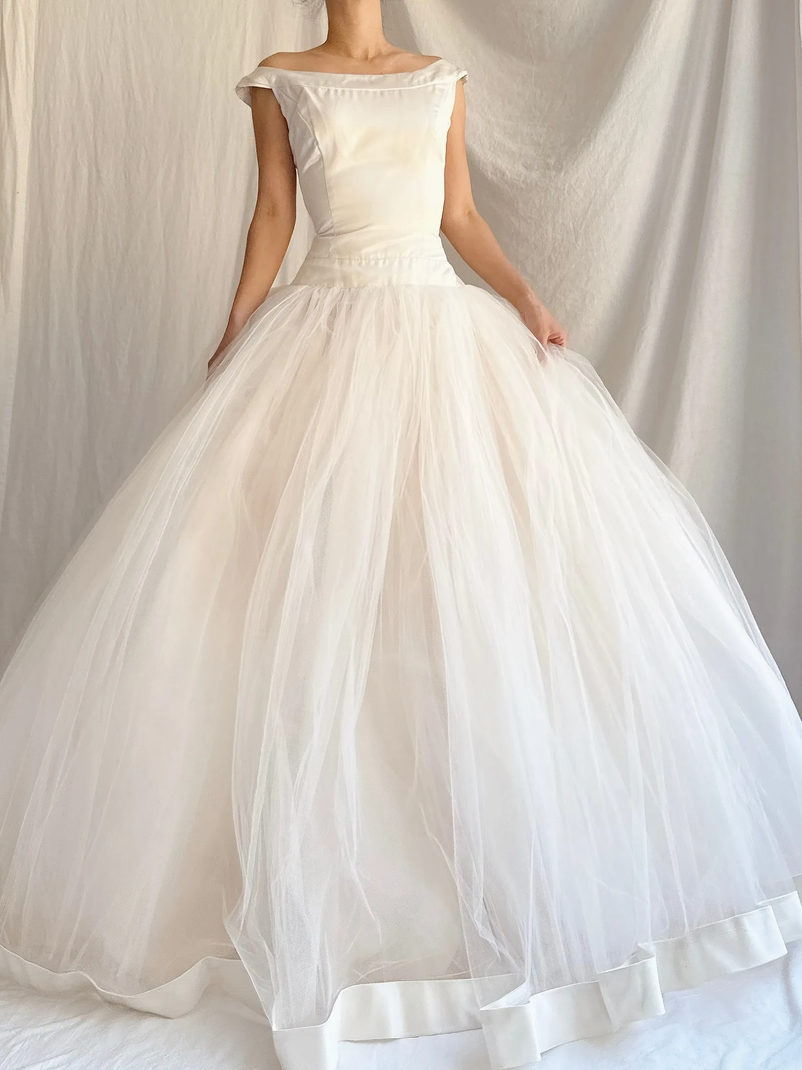 Vintage Champagne Tulle Dress - XS/2/4